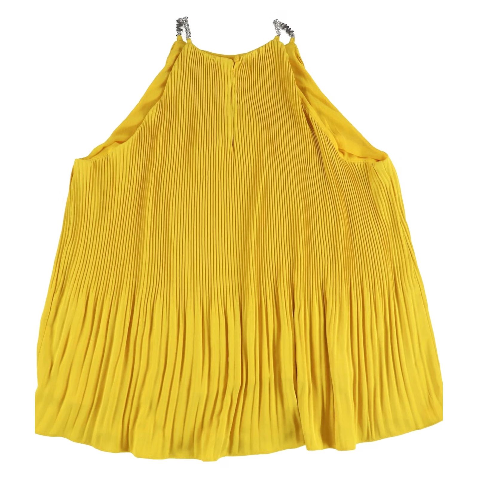 Michael Kors Michael Kors Womens Chain Strap Pleated Halter Top Shirt yellow M Size M / US 6-8 / IT 42-44 - 2 Thumbnail