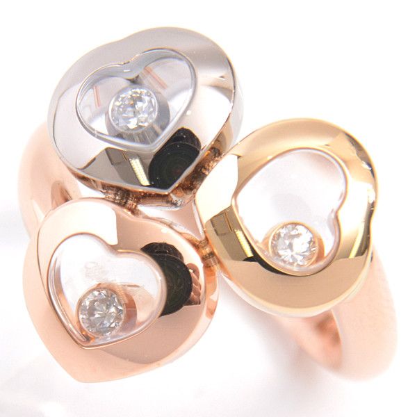 Chopard Chopard Chopard Happy Curve 3P Moving Diamond Ring 750YG×WG×PG Metal Ring 61216 in Great Condition Size ONE SIZE - 1 Thumbnail