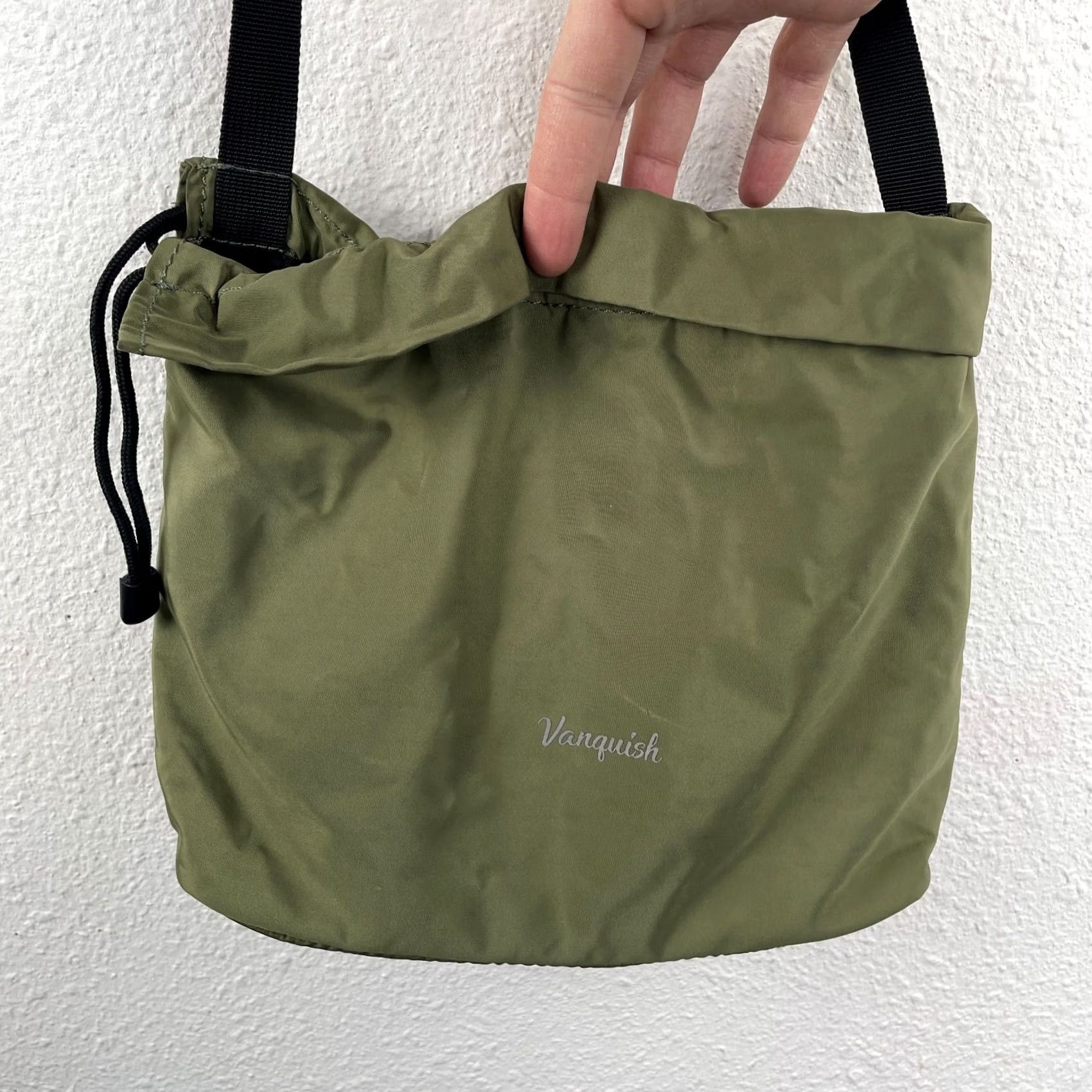 Vintage Vanquish Japan Drawstring Satchel Bag Green Nylon Satchel 9.5"W 8"H 4"D Mens Size ONE SIZE - 3 Thumbnail