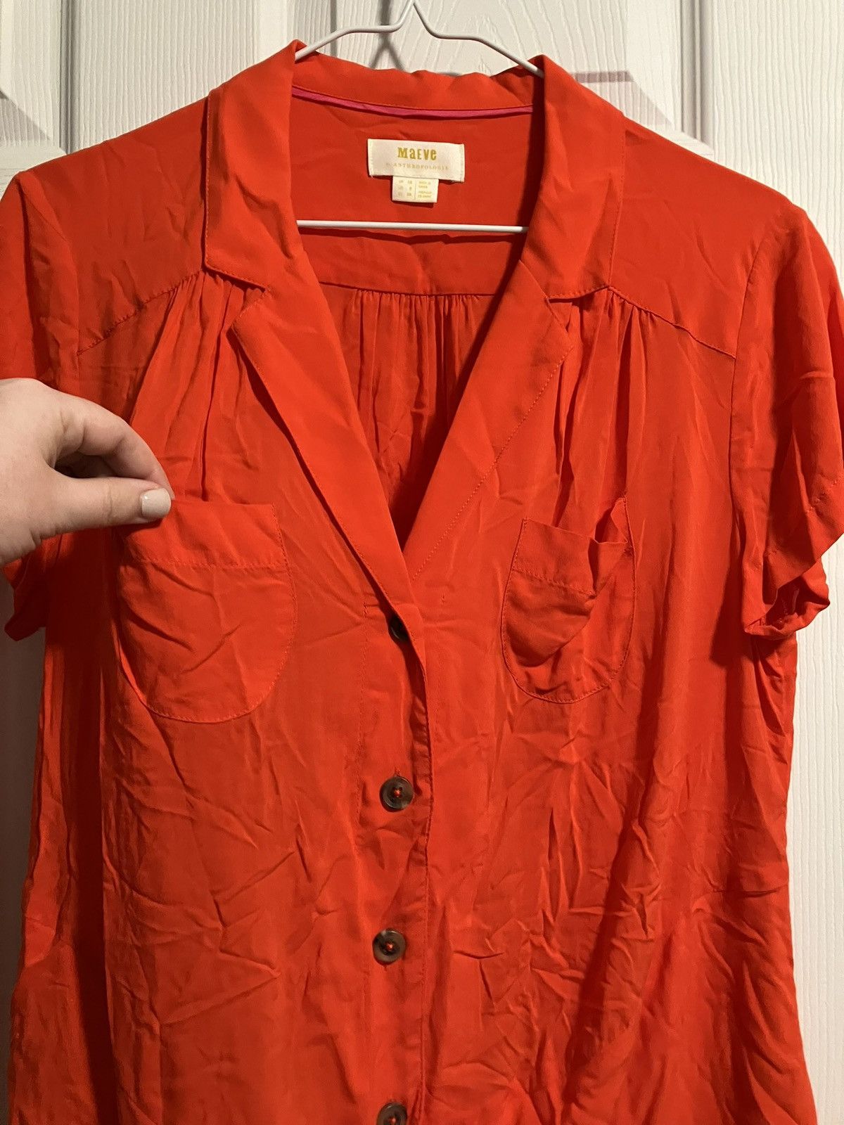 Anthropologie Anthropologie “Maeve” Collared Button Down Tie-Waist Blouse Size L / US 10 / IT 46 - 10 Thumbnail