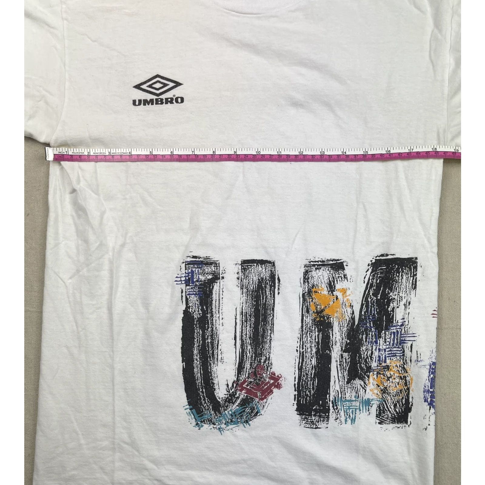 Umbro VINTAGE Umbro T-Shirt Shirt Mens White 90s Logo Single Stitch Sz M 1990s USA Made Size US M / EU 48-50 / 2 - 4 Thumbnail