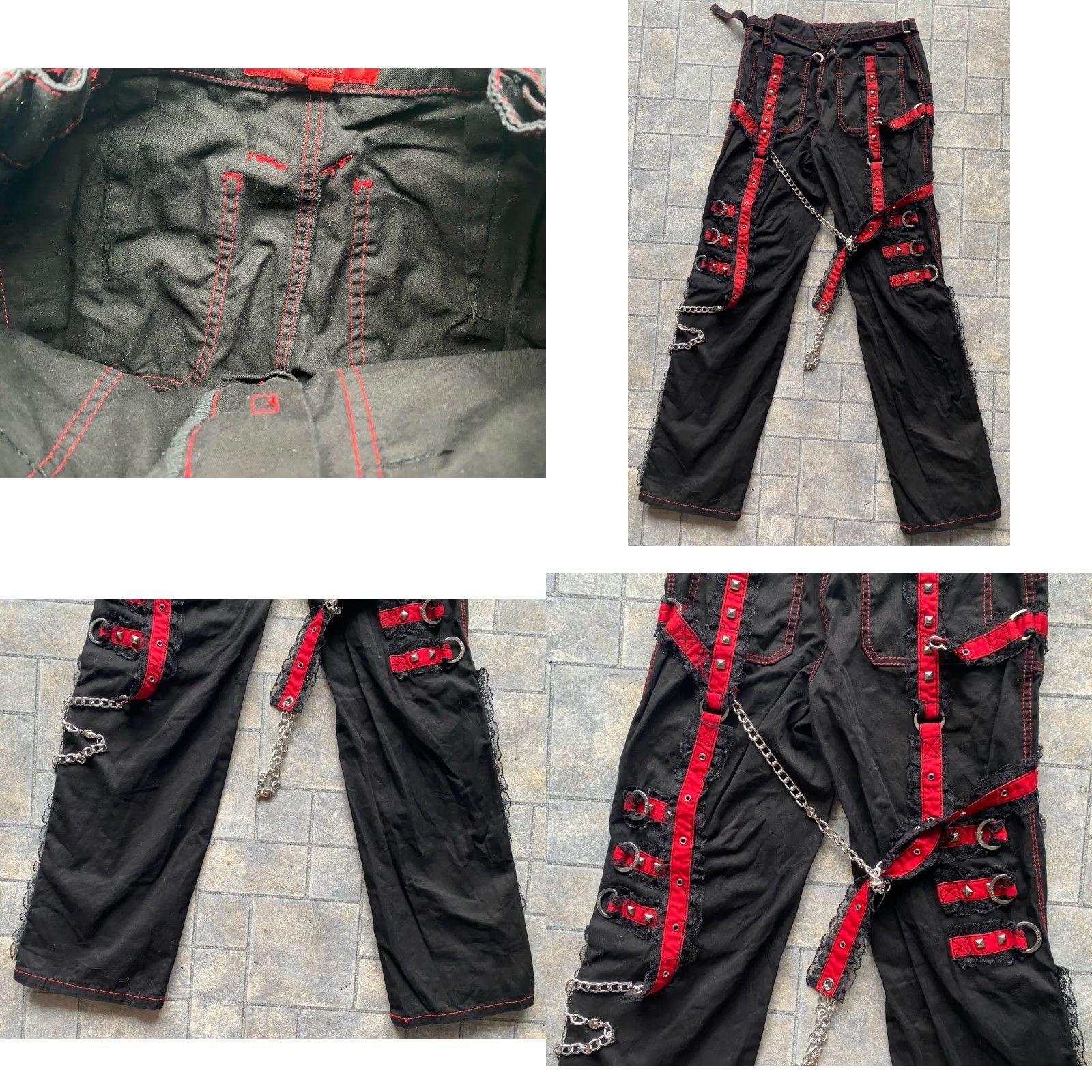 Tripp NYC VINTAGE Tripp NYC Pants WOMENS 27/5 Midnight Black Lace Chains Studded Zip Up Leg Wideners For Boots Womens Mens? Size 27" / US 4 / IT 40 - 8 Thumbnail