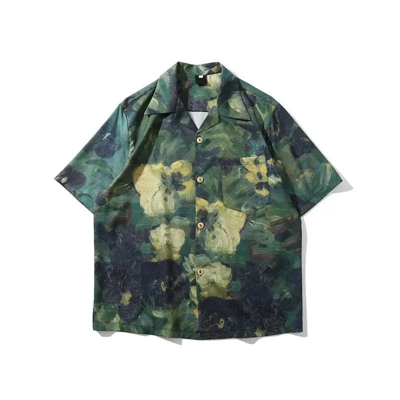 Japanese Brand Y2K Retro Hip Hop Flower Oil Paint Button Short Sleeve Shirt Size US L / EU 52-54 / 3 - 7 Thumbnail