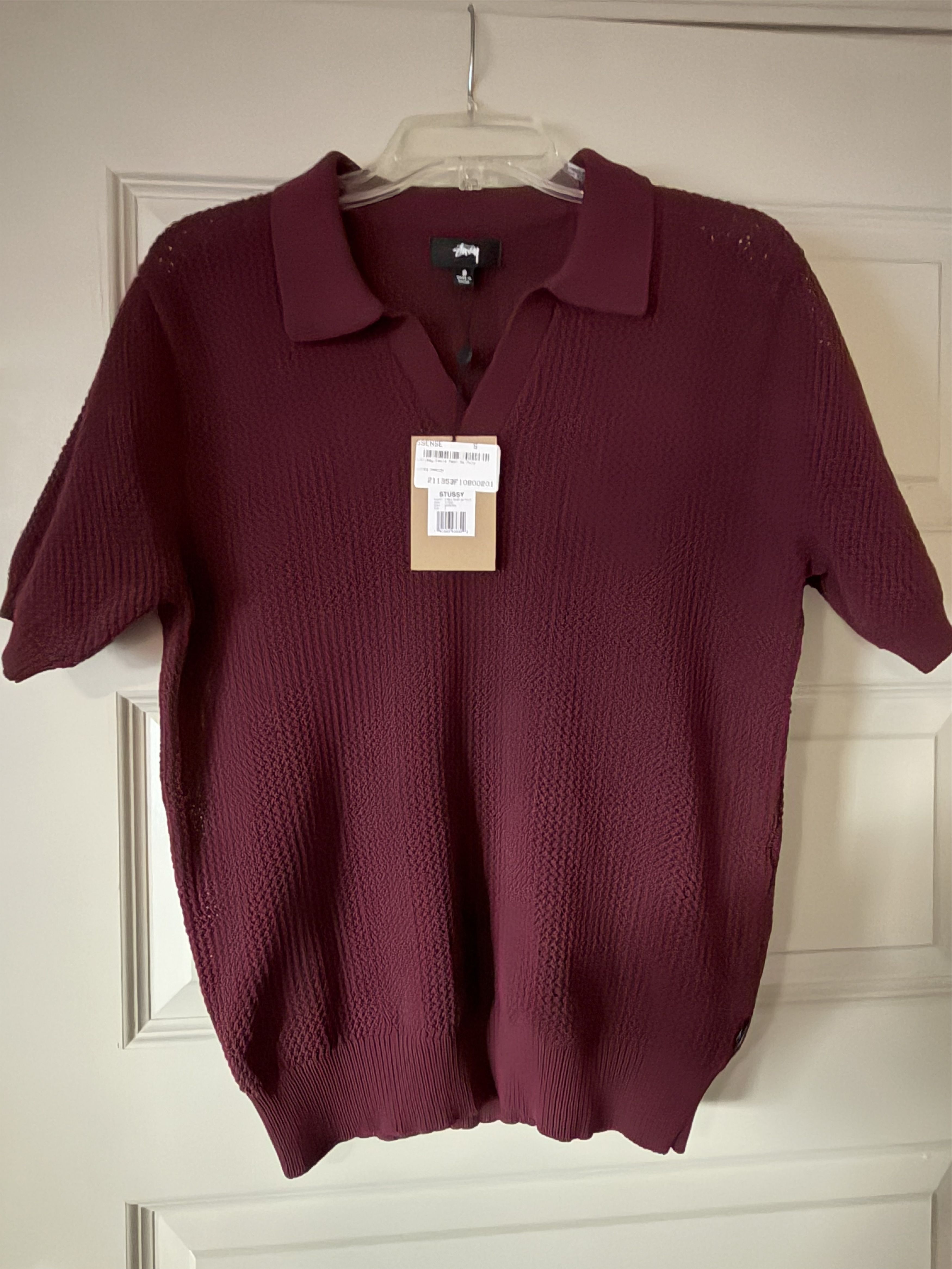 Stussy Stussy orange S cable knit polo shirt | Grailed