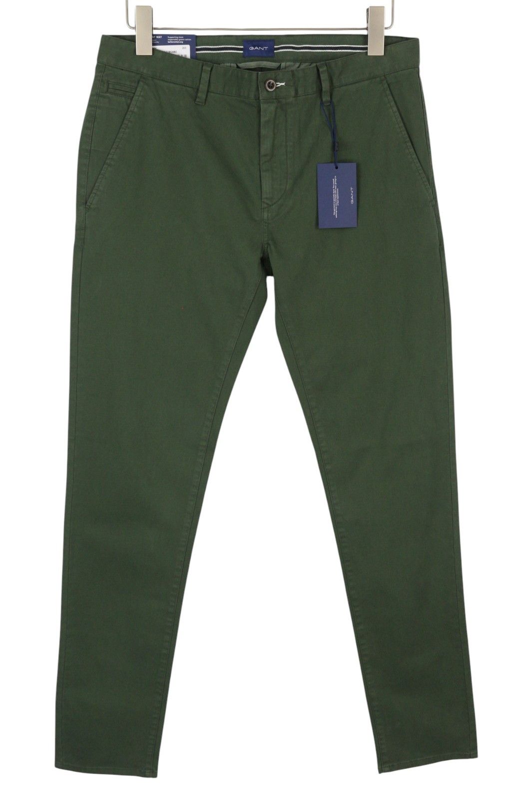 Gant BRUSHED EXTRA SLIM W32/L34 Thyme Green Trousers 87368 Size US 32 / EU 48 - 1 Thumbnail