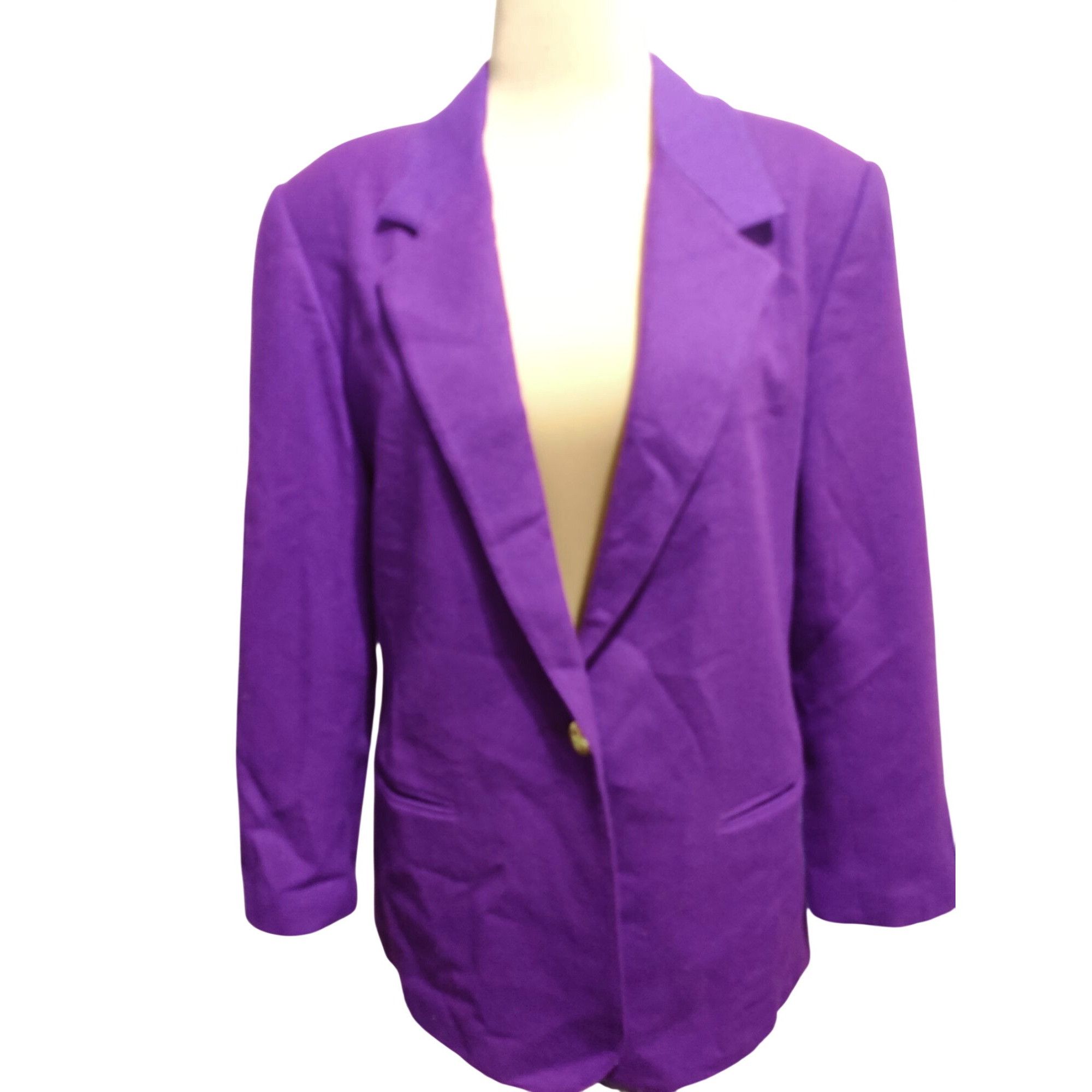 Vintage Vintage Adolfo International 12 Purple Wool Blazer Gold Butt Size XL / US 12-14 / IT 48-50 - 14 Thumbnail