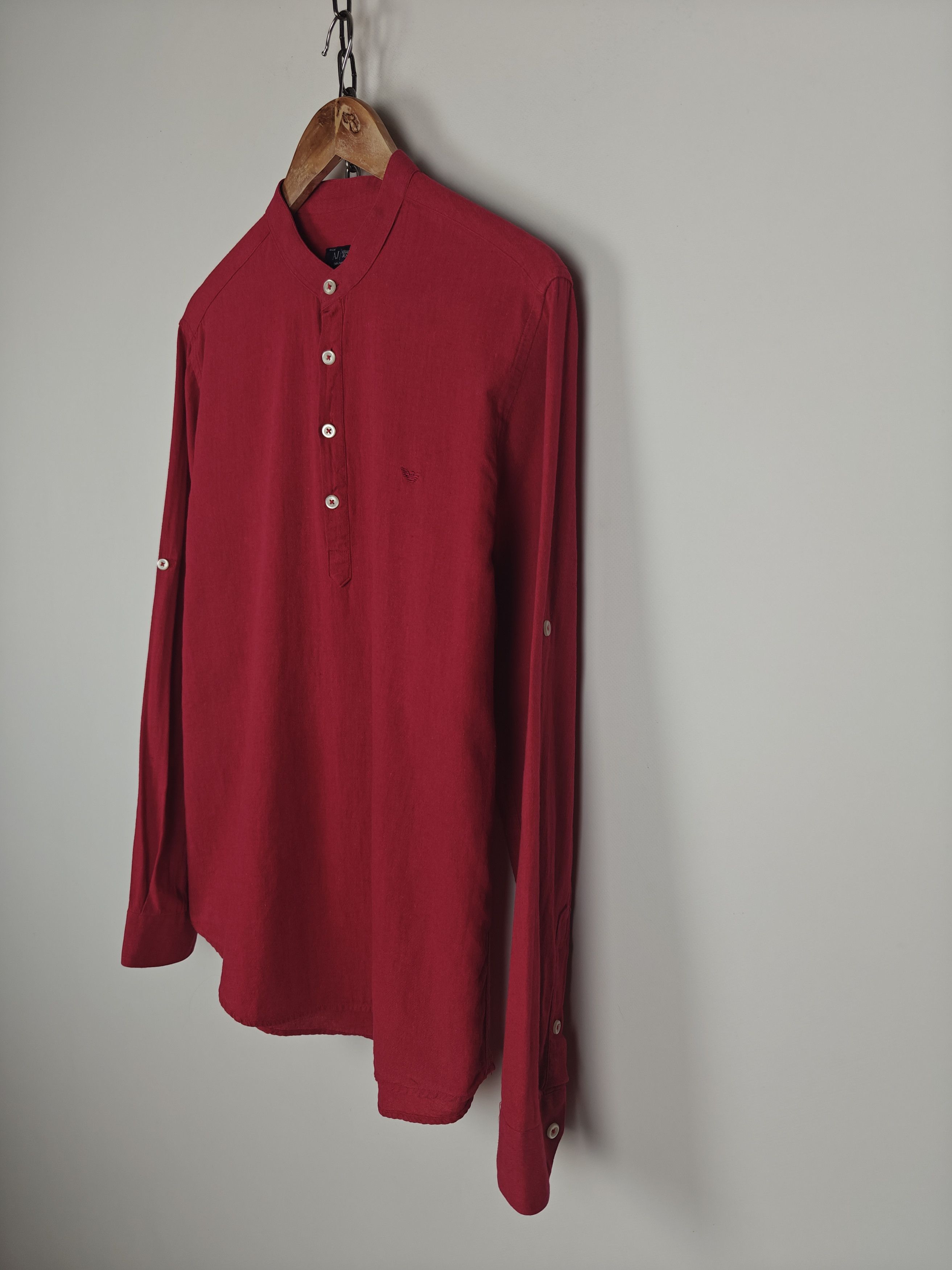 Armani Armani Jeans Shirt VTG Linen/Cotton Red 1/4 size L Size US L / EU 52-54 / 3 - 6 Thumbnail