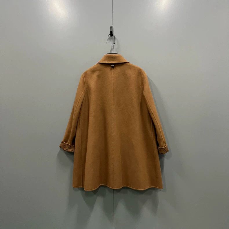 Louis Vuitton Louis Vuitton Brown wool coat with full print of presbyopia Size US XXS / EU 40 - 2 Thumbnail