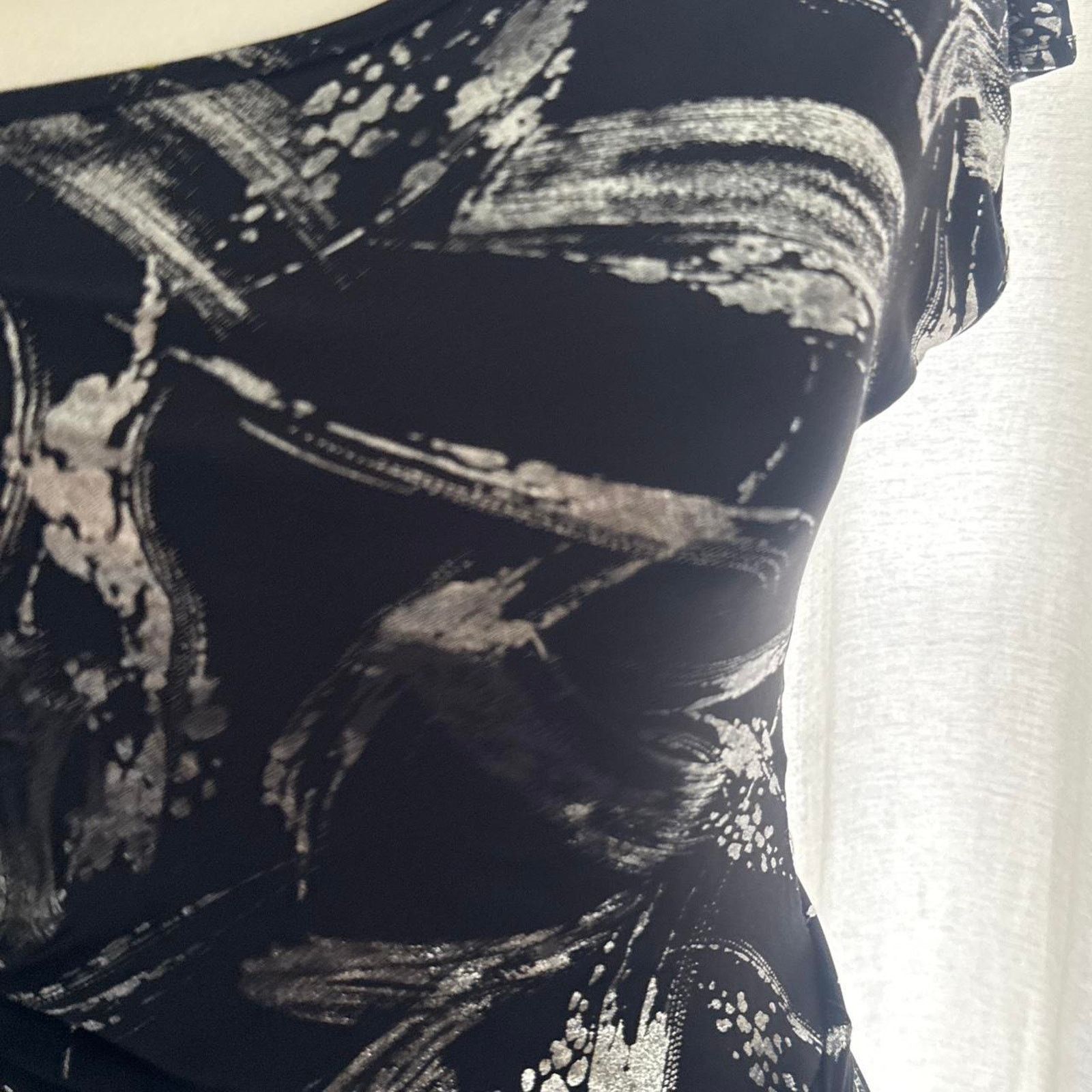 Other Black one shoulder black and silver top Size S / US 4 / IT 40 - 8 Thumbnail