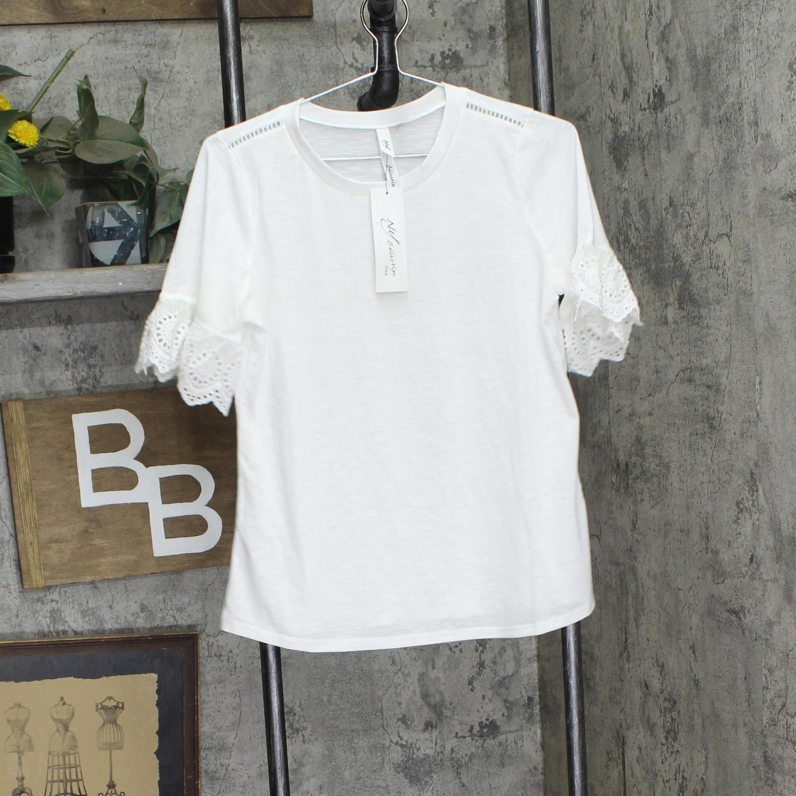 Other Nwt Ny Collection Bell Sleeve Slubbed Top Slubb White Pm Size M / US 6-8 / IT 42-44 - 1 Thumbnail