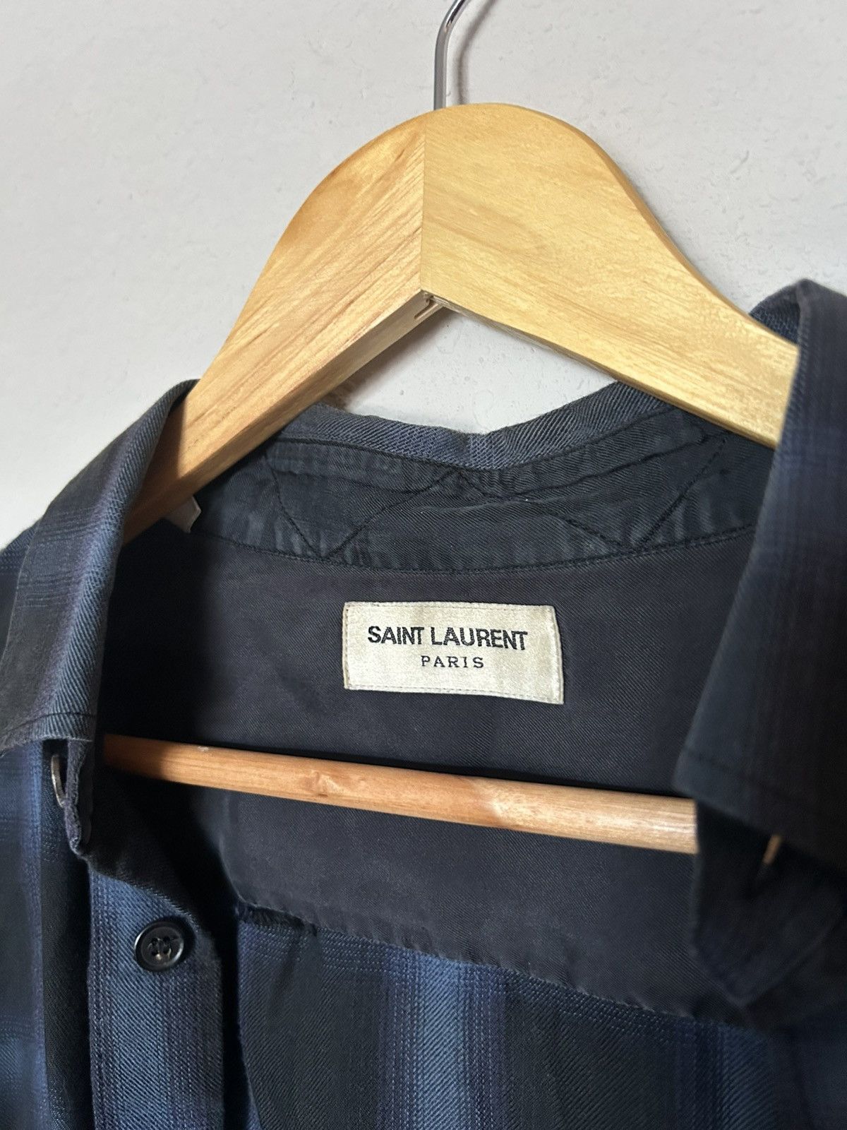 Saint Laurent Paris Saint Laurent Paris Black & Blue Distressed Flannel Size US XS / EU 42 / 0 - 2 Thumbnail