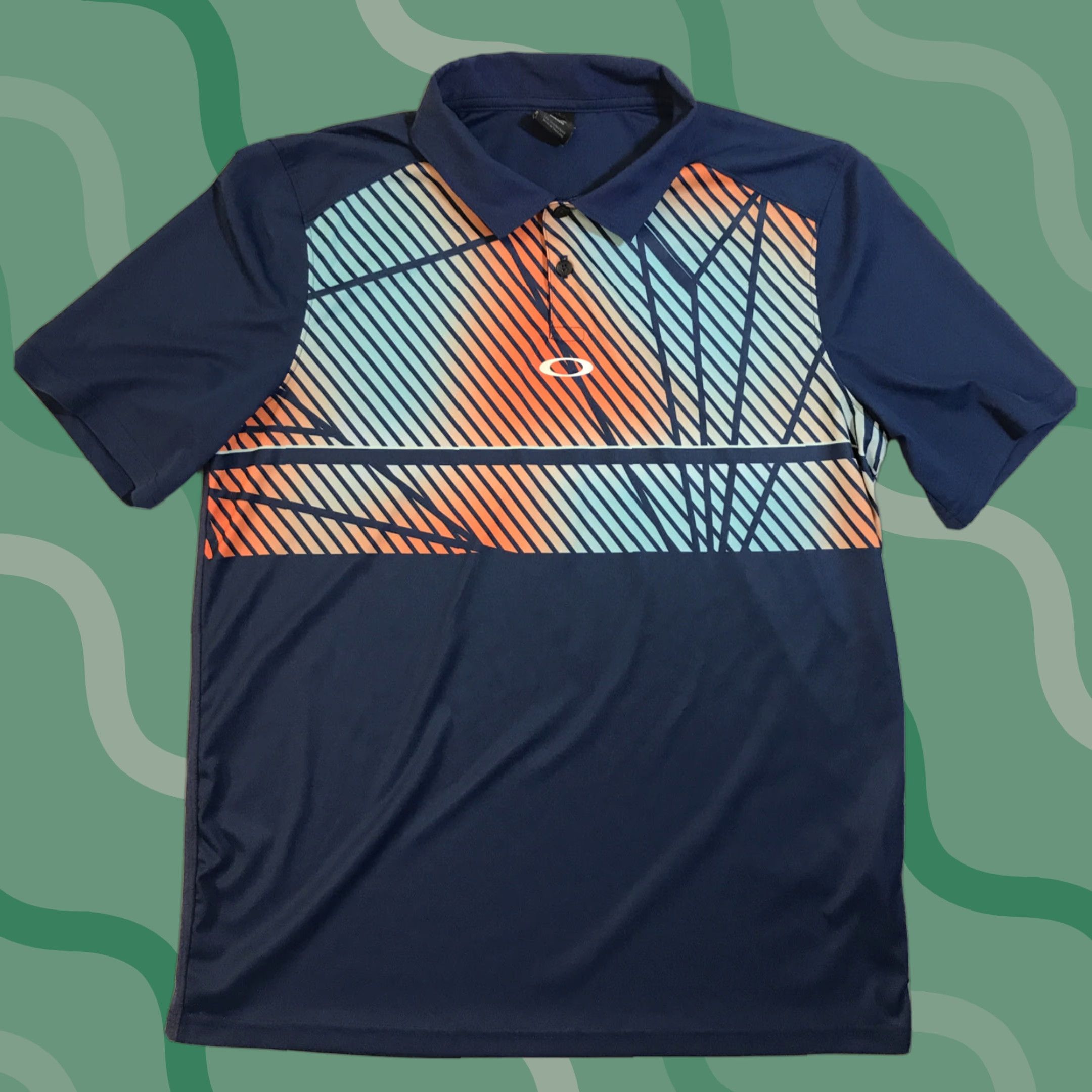 Oakley Oakley Shirt Polo Short Sleeve Regular Fit Men’s S Blue Geometric Colorful Casual Size US S / EU 44-46 / 1 - 1 Thumbnail