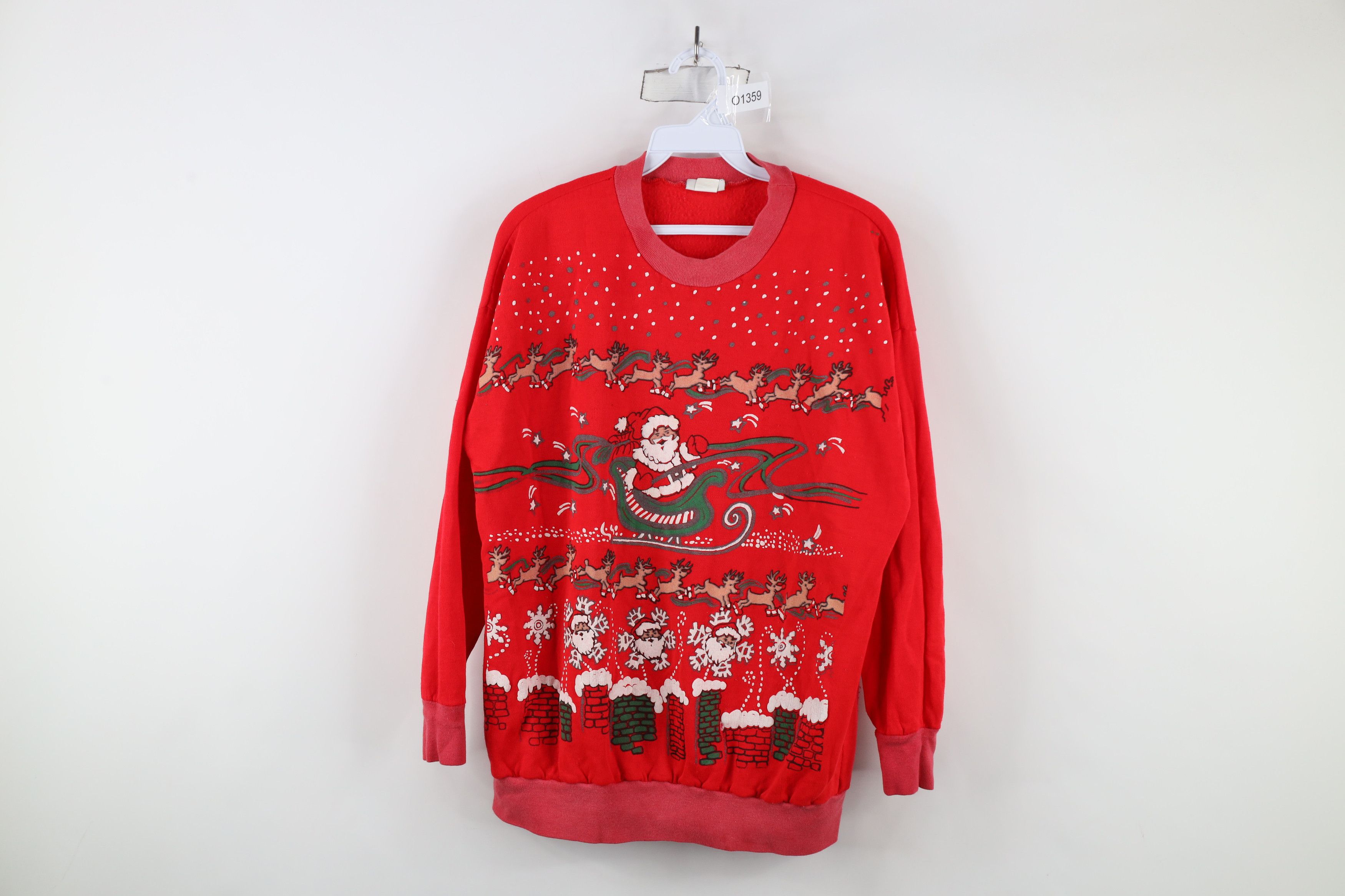 Vintage Vintage 90s Christmas Santa All Over Print Sweatshirt USA Size L / US 10 / IT 46 - 1 Thumbnail