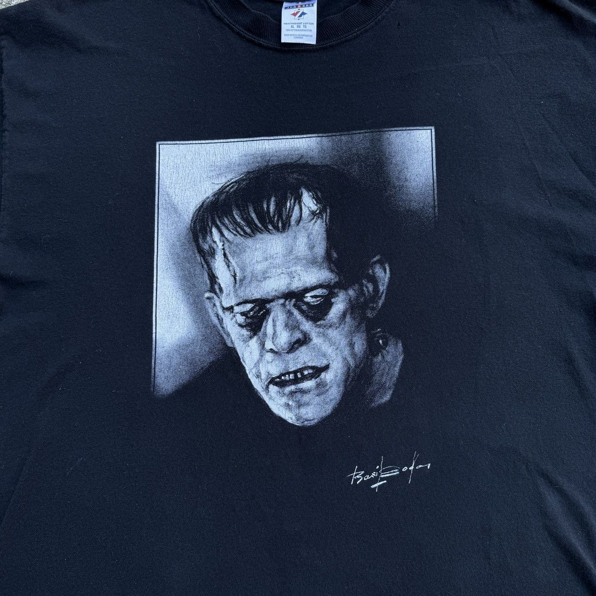 Vintage Vintage Frankenstein Face Sketch Tee Horror ERD Grunge Size US XL / EU 56 / 4 - 4 Thumbnail