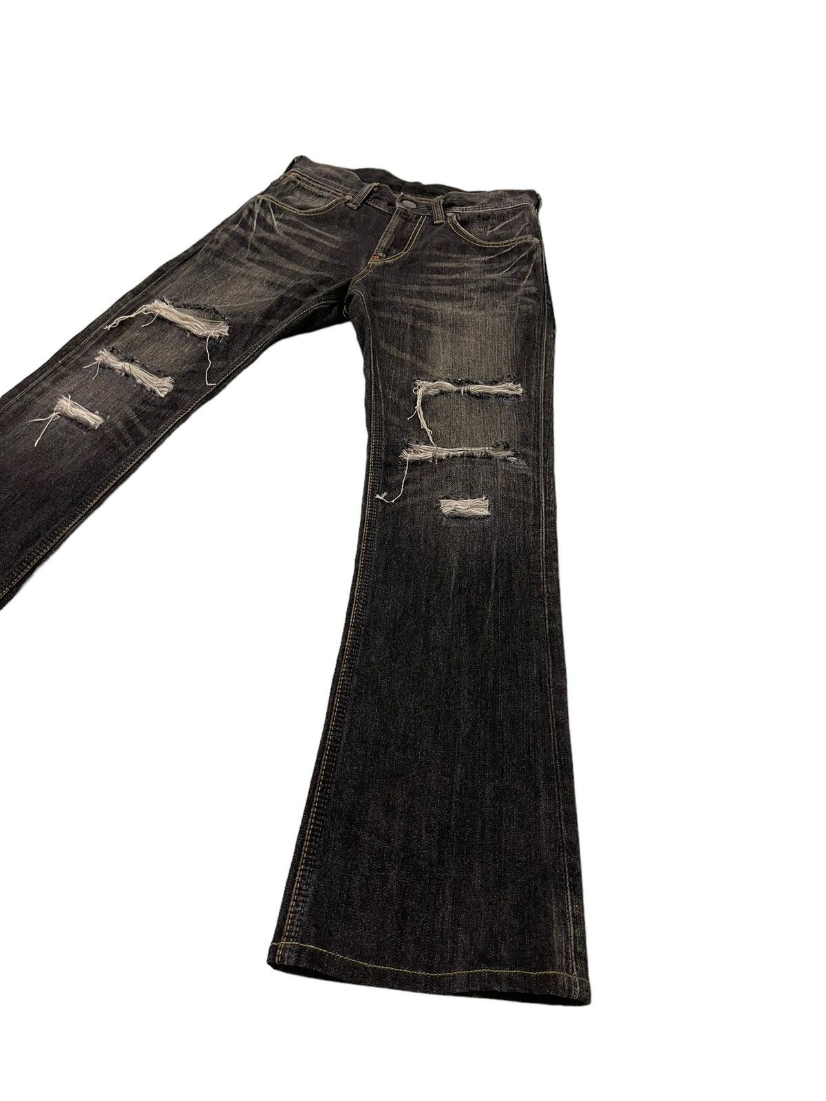 Japanese Brand Flare Jeans Wrangler Faded Distress Boot Cut 7🟦2 Size US 29 - 3 Thumbnail