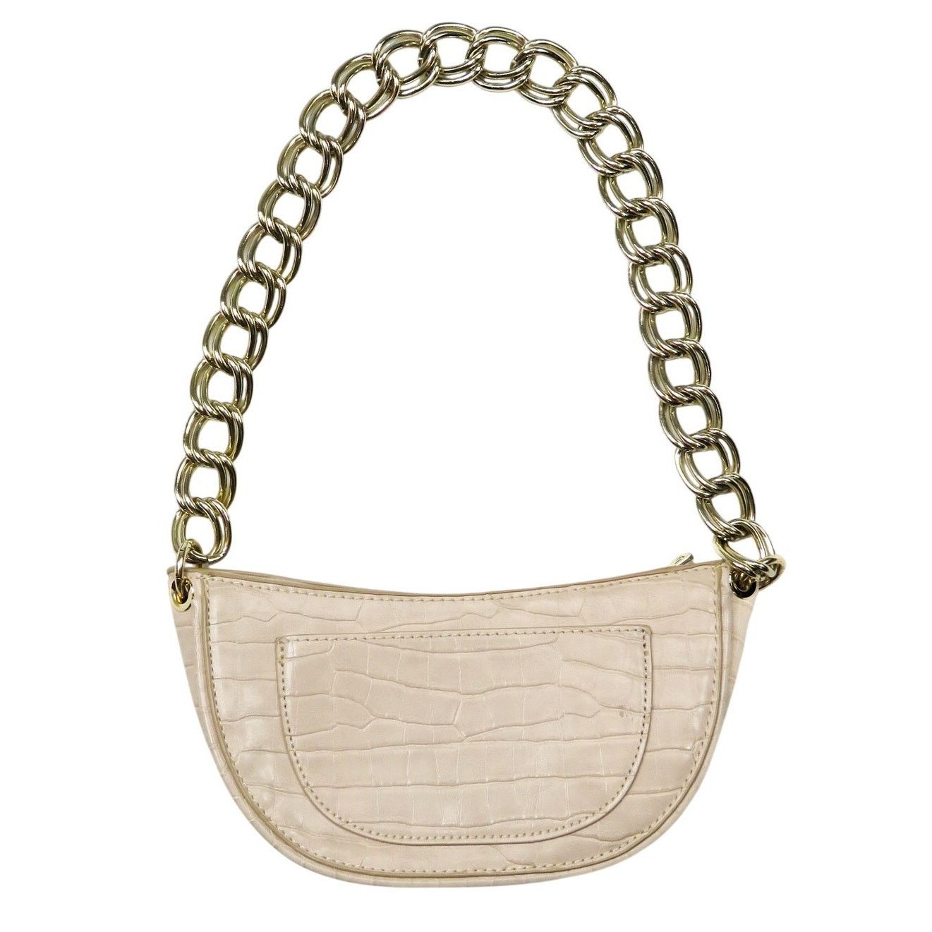 Zara Zara Cream Croc Leather Shoulder Bag Gold Chain Baguette Bag Size ONE SIZE - 4 Thumbnail