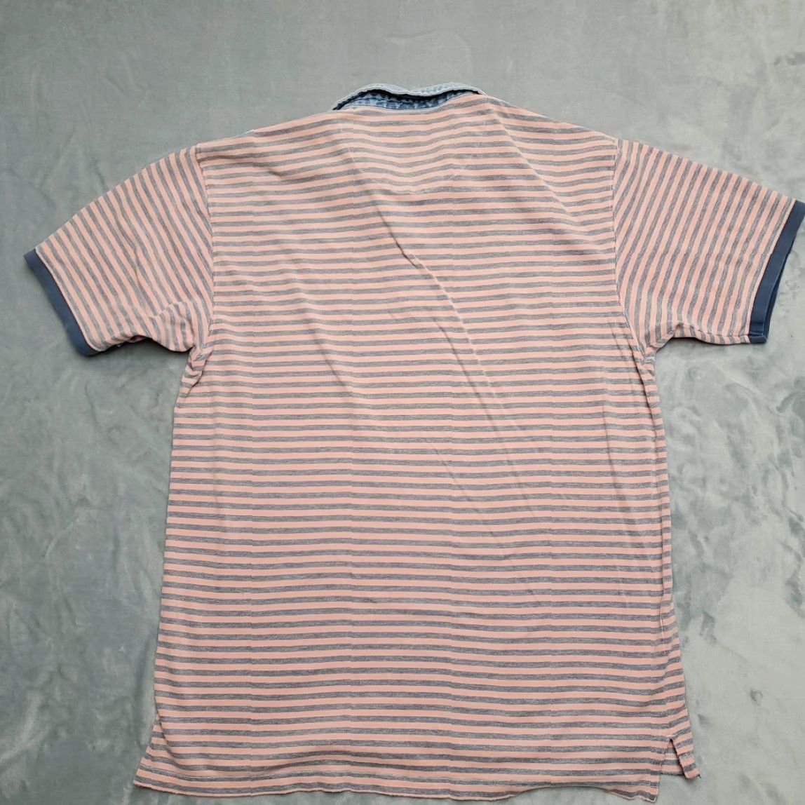 Eddie Bauer VTG Eddie Bauer Shirt Mens XL Pink Striped Rugby Rubber Button Denim Collar Polo Size US XL / EU 56 / 4 - 6 Thumbnail