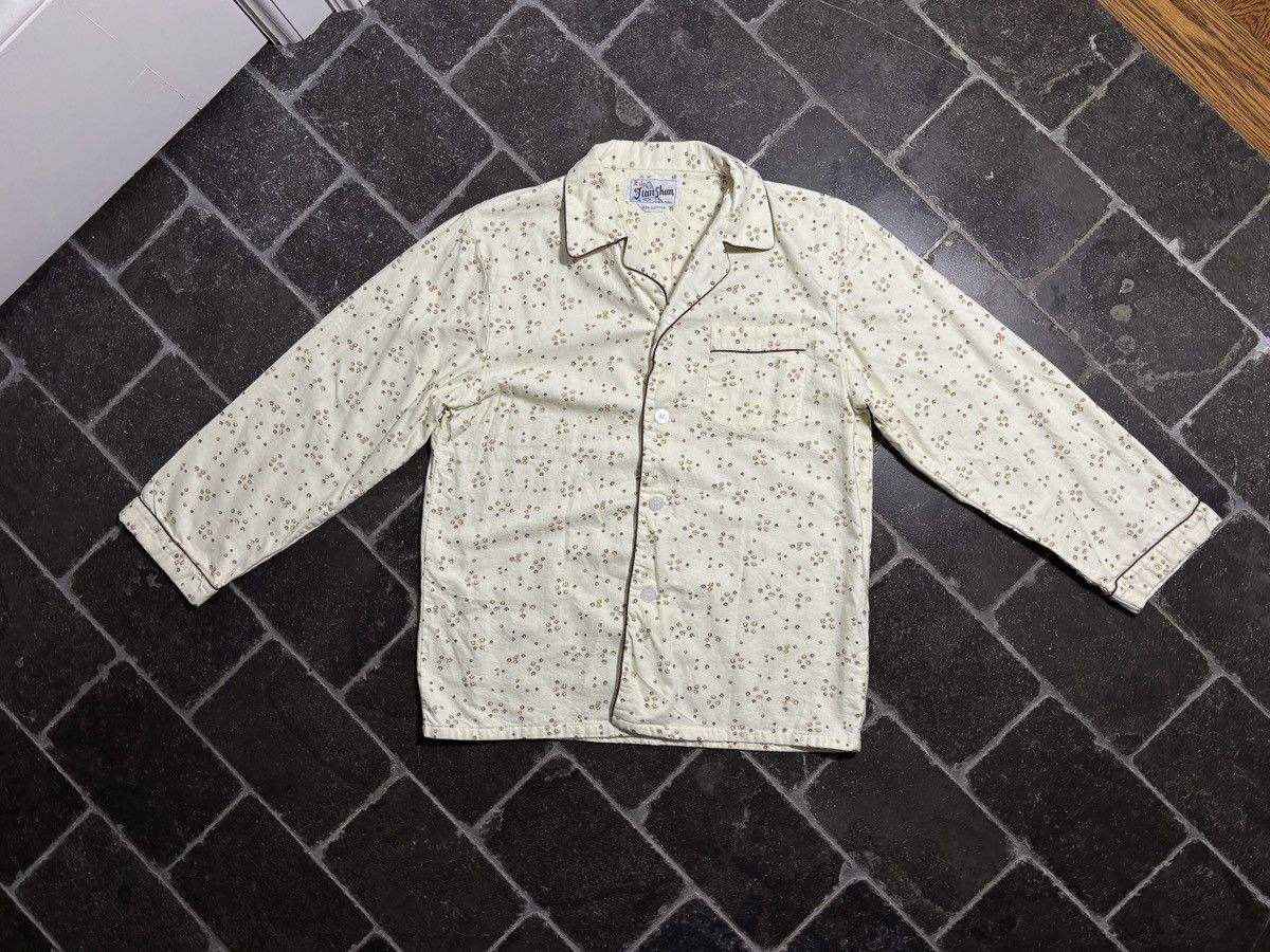 Vintage Vintage Pajama Set 70s 80s Two Piece Suit Sleep Pant Shirt Size US 37 - 19 Thumbnail