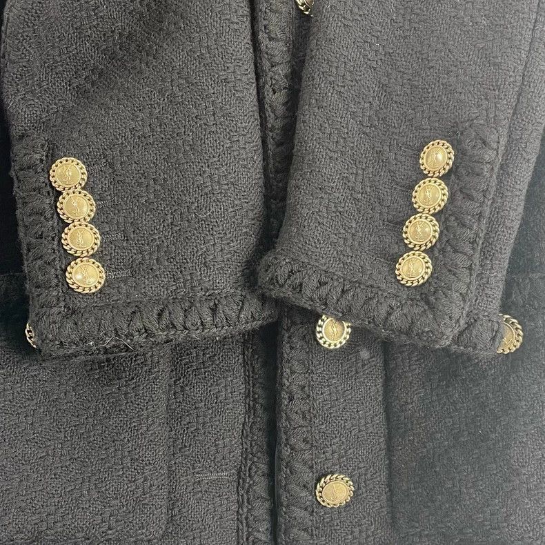 Saint Laurent Paris Saint Laurent ParisBlack tweed bouquet jacket 2504-Nextarr Size S / US 4 / IT 40 - 5 Thumbnail