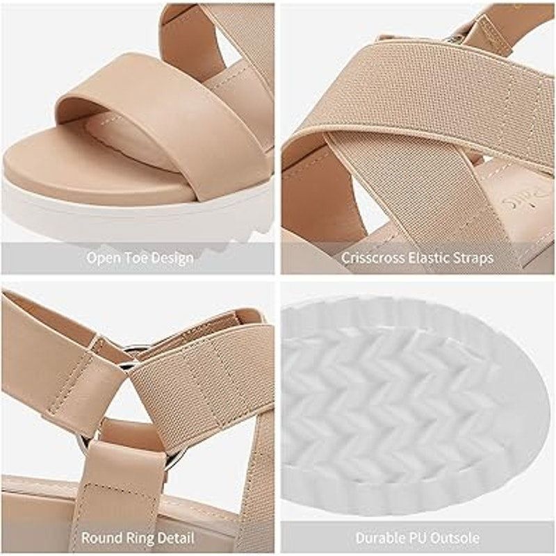 Other Dream Pairs Women's Size 11 Tan & White Ankle Strap Sandals Size US 11 / IT 41 - 4 Thumbnail