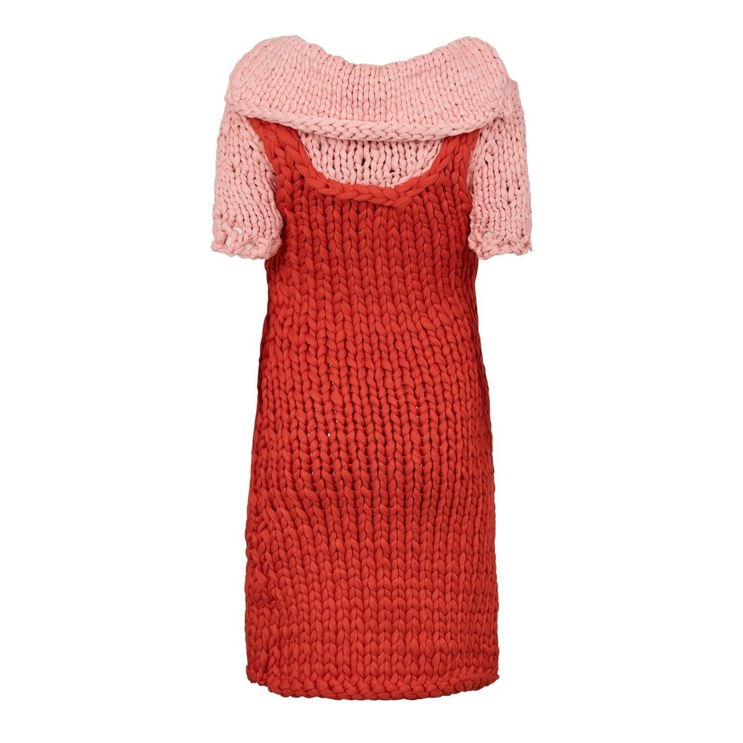 Bottega Veneta Bottega Veneta Scoop Neck Knee Length Sweater Dress in Red Size XS / US 0-2 / IT 36-38 - 2 Thumbnail
