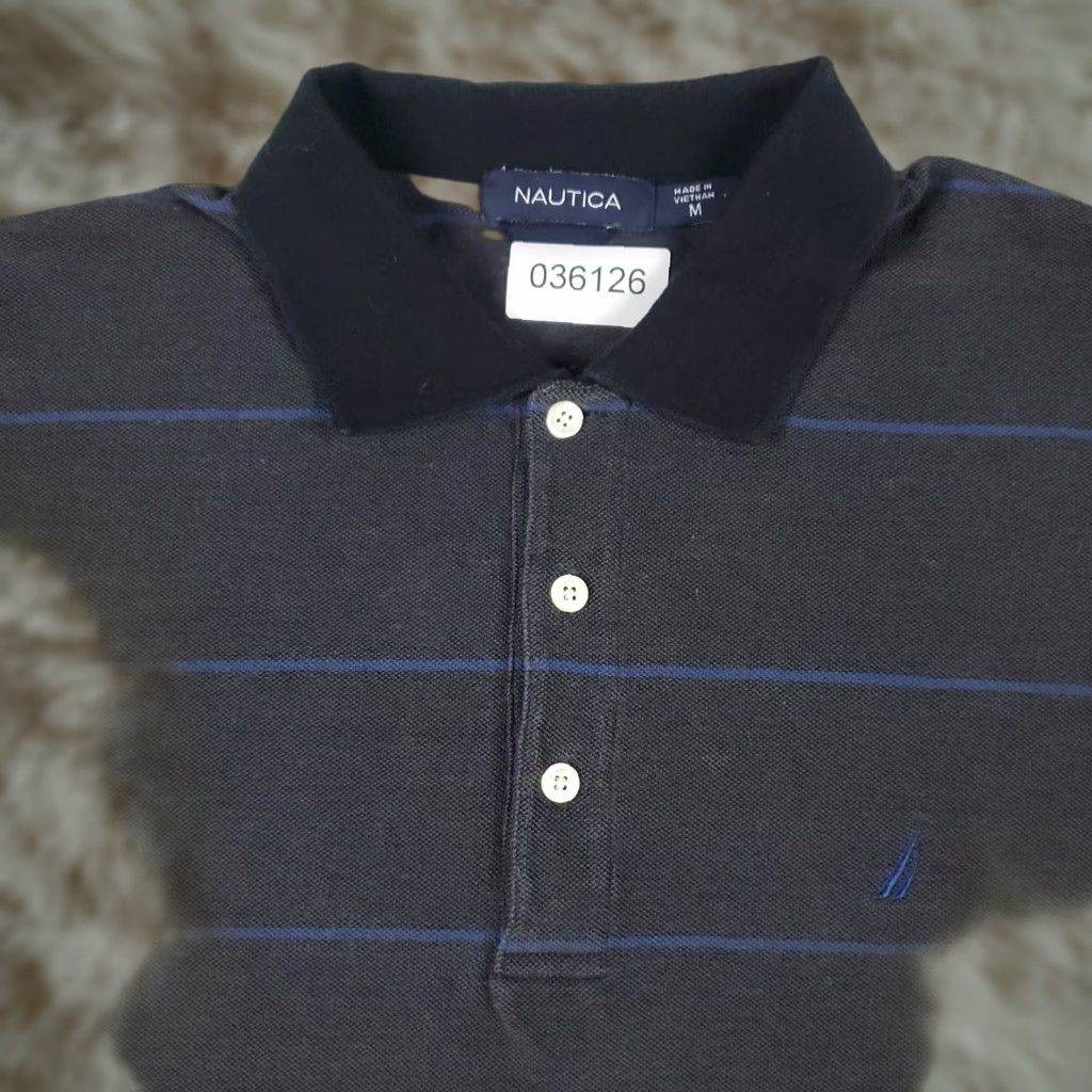 Nautica Nautica Polo Shirt Gray Striped Adult Medium Short Sleeve Casual Mens Size US M / EU 48-50 / 2 - 1 Thumbnail
