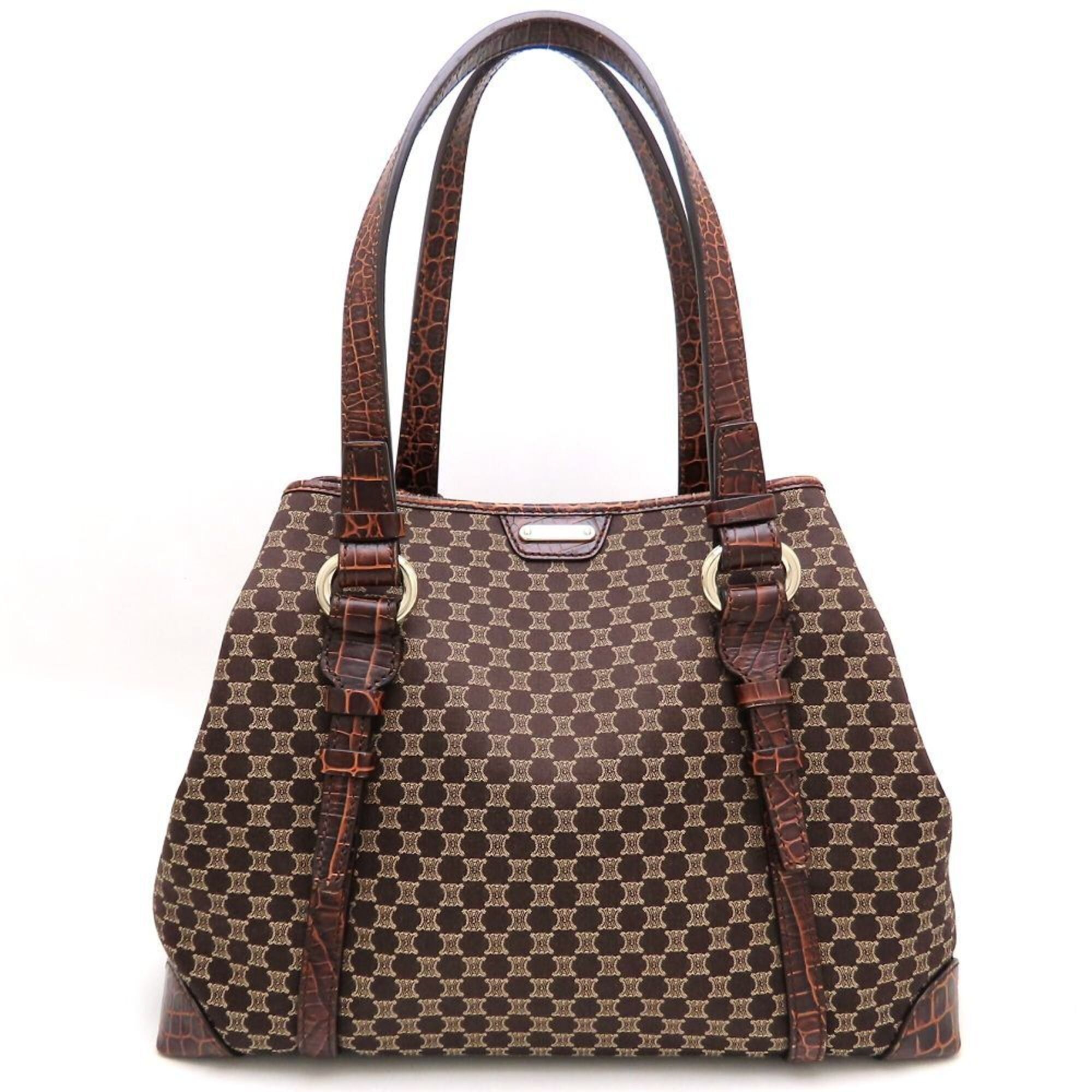 Celine CELINE Macadam Tote Bag, Canvas x Embossed Leather, Brown, Women's, 353272 Size ONE SIZE - 1 Thumbnail