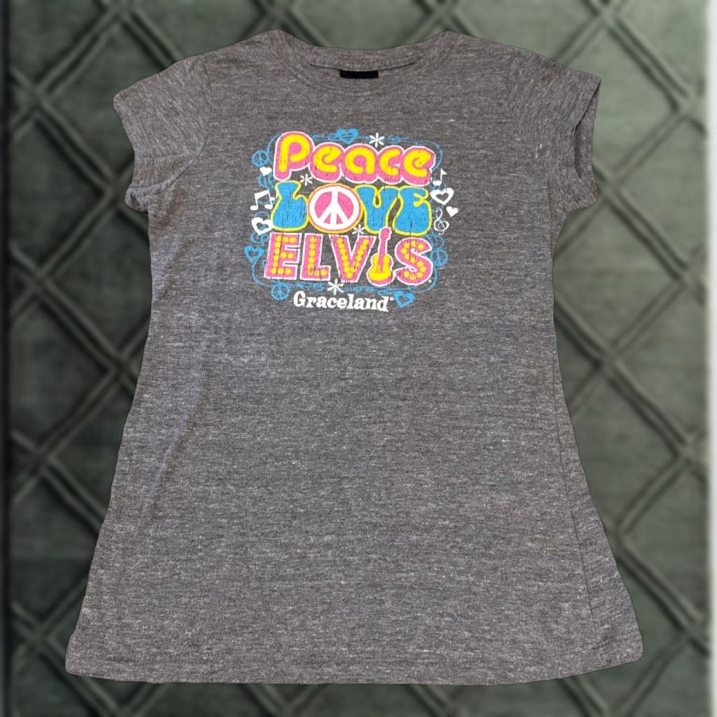 Vintage VINTAGE 1999 Peace Love Elvis Presley Graceland Womens T-Shirt Top Large Size L / US 10 / IT 46 - 1 Thumbnail