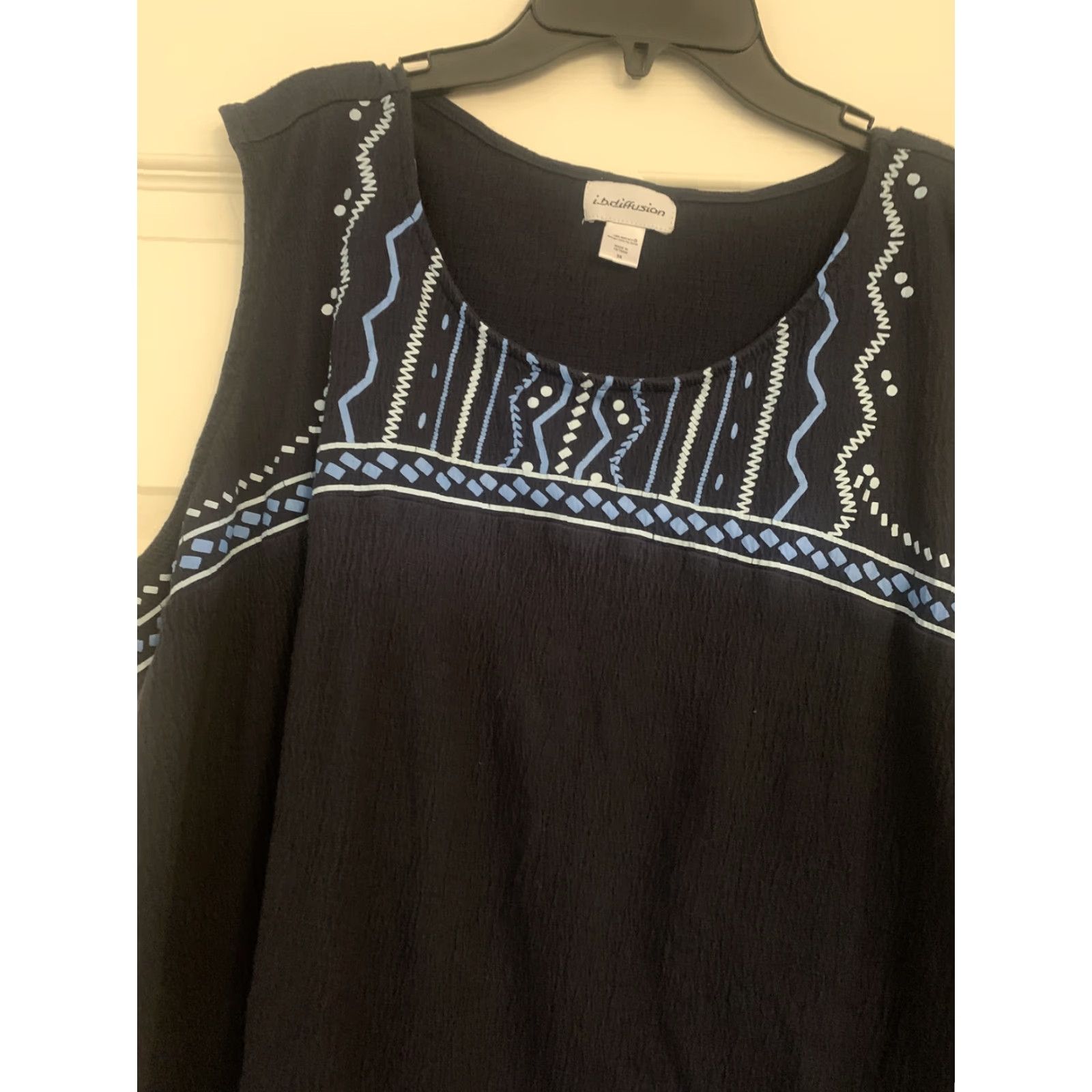 Vintage VINTAGE ib diffusion Tank Top Women 3XL Blue Boat Neck Polyester Cocktail Evening 3XL Women Size XXL / US 16-18 / IT 52-54 - 2 Thumbnail