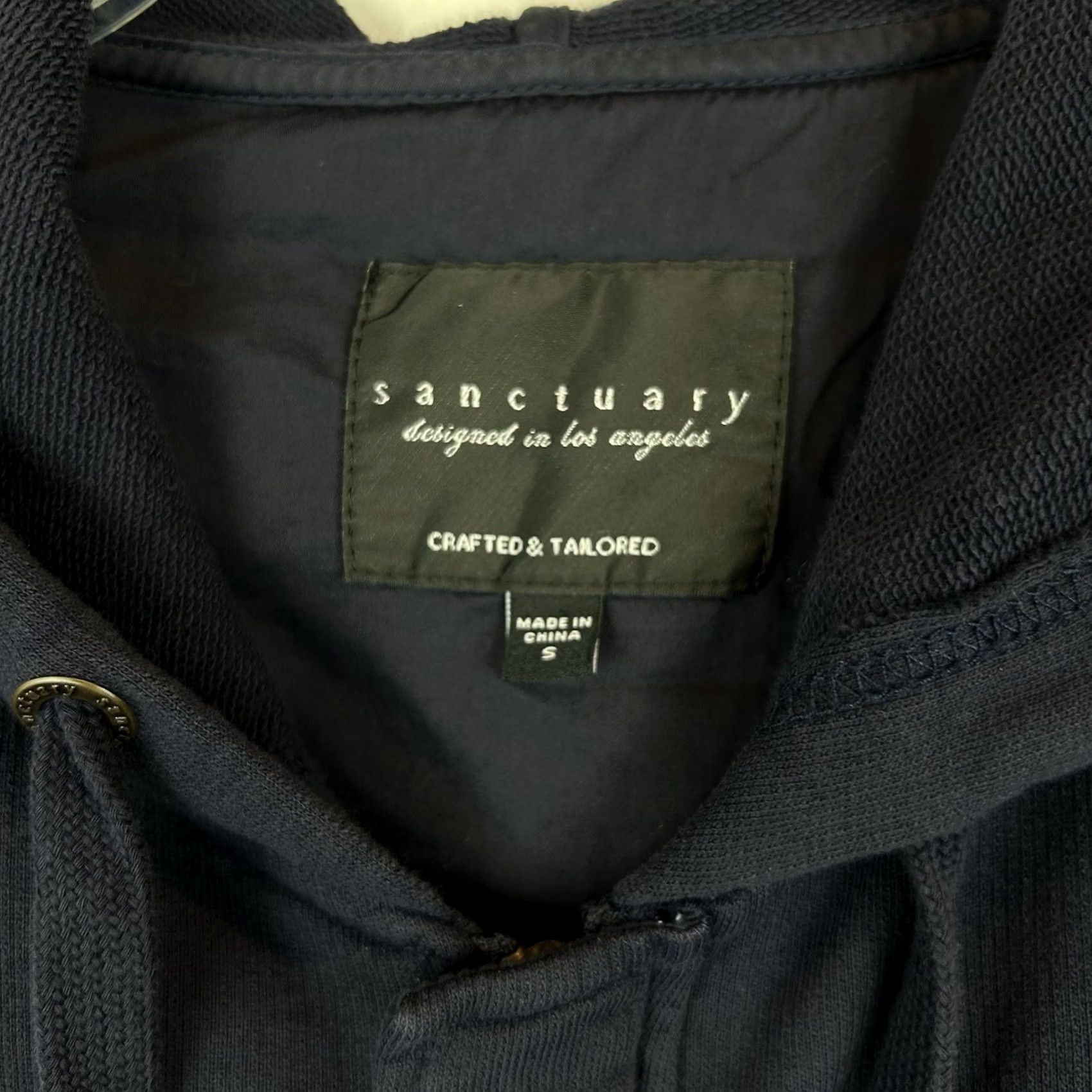 Sanctuary Sanctuary Hooded Jacket Womens Small Regular Fit Navy Blue Ruffle Sleeve Zip All Seasons Fall Spring Summer Winter Jacket Size S / US 4 / IT 40 - 3 Thumbnail