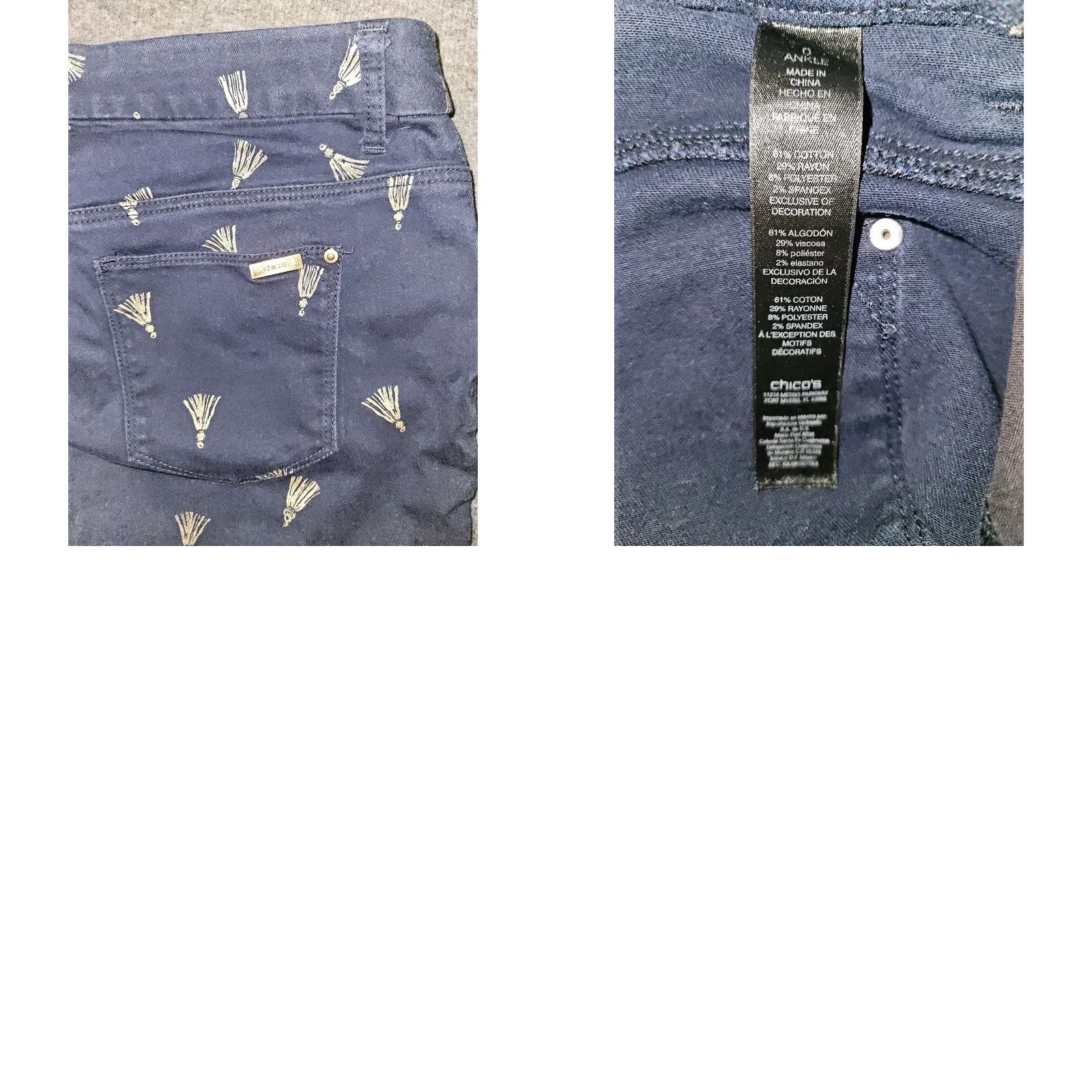 Vintage VINTAGE Chico's So Slimming Girlfriend Ankle Jeans Women's 0 Blue Mid Rise AOP Stretch Preppy Denim Jeans City School Womens Size 25" / US 0 / IT 36 - 8 Thumbnail