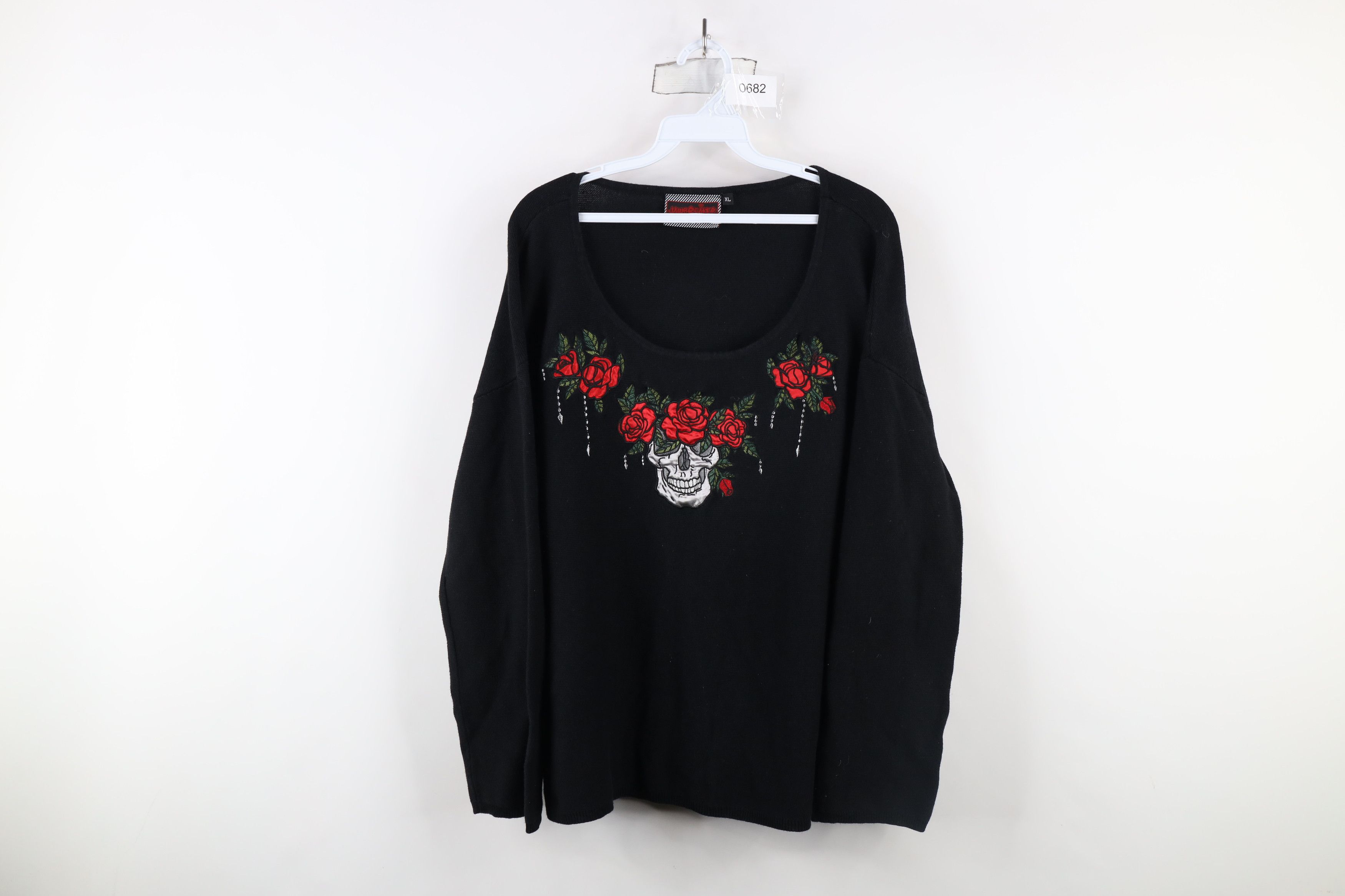 Vintage Vintage Y2K Goth Gothic Streetwear Flower Knit Sweater Black Size XL / US 12-14 / IT 48-50 - 1 Thumbnail