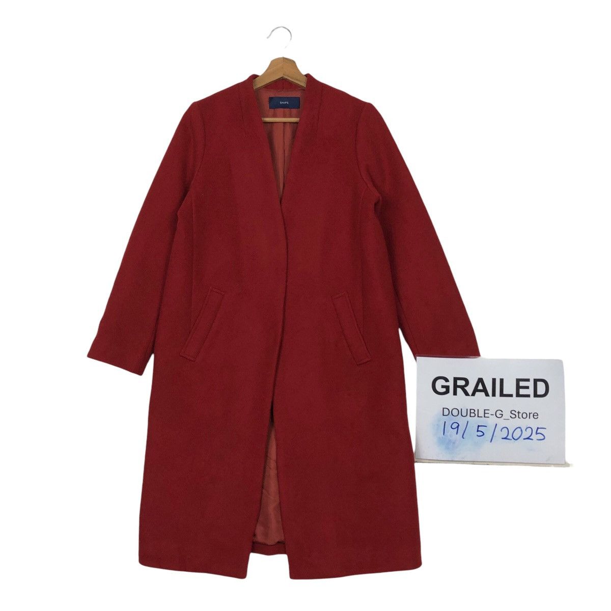 📌Rich Red Vintage Long Wool Jacket Ships Issey Miyake
