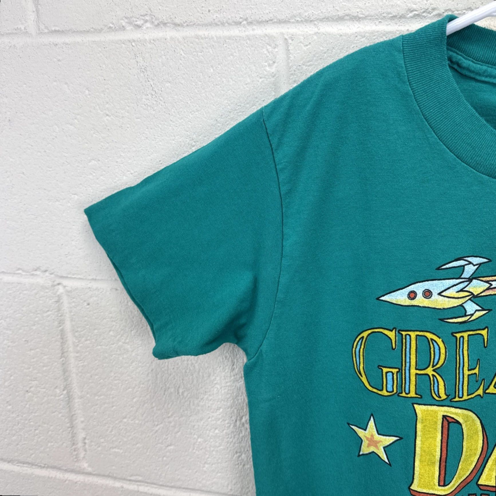 Sunray Sportswear VINTAGE Greatest Dad In The Galaxy T Shirt 80s Single Stitch USA Made Medium Man Green 80s Dad Funny Sun Sportswear Shirt Mens Size US M / EU 48-50 / 2 - 6 Thumbnail