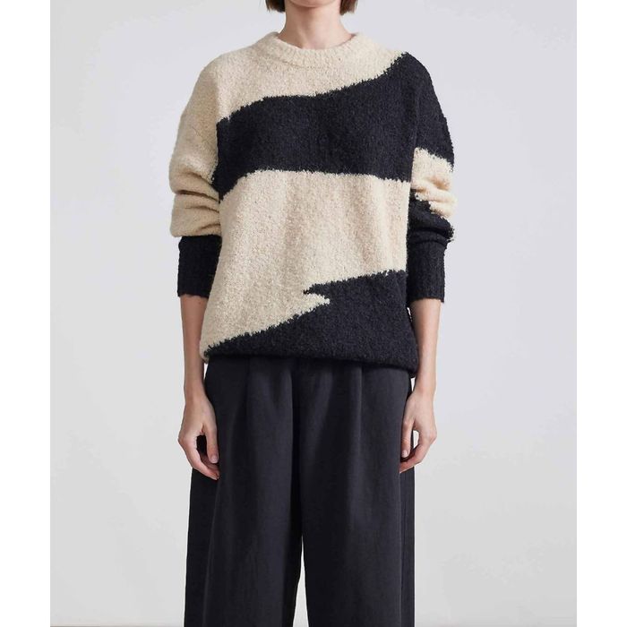 Apiece Apart APIECE APART Elle Textured Crew Top In Cream & Black | Grailed