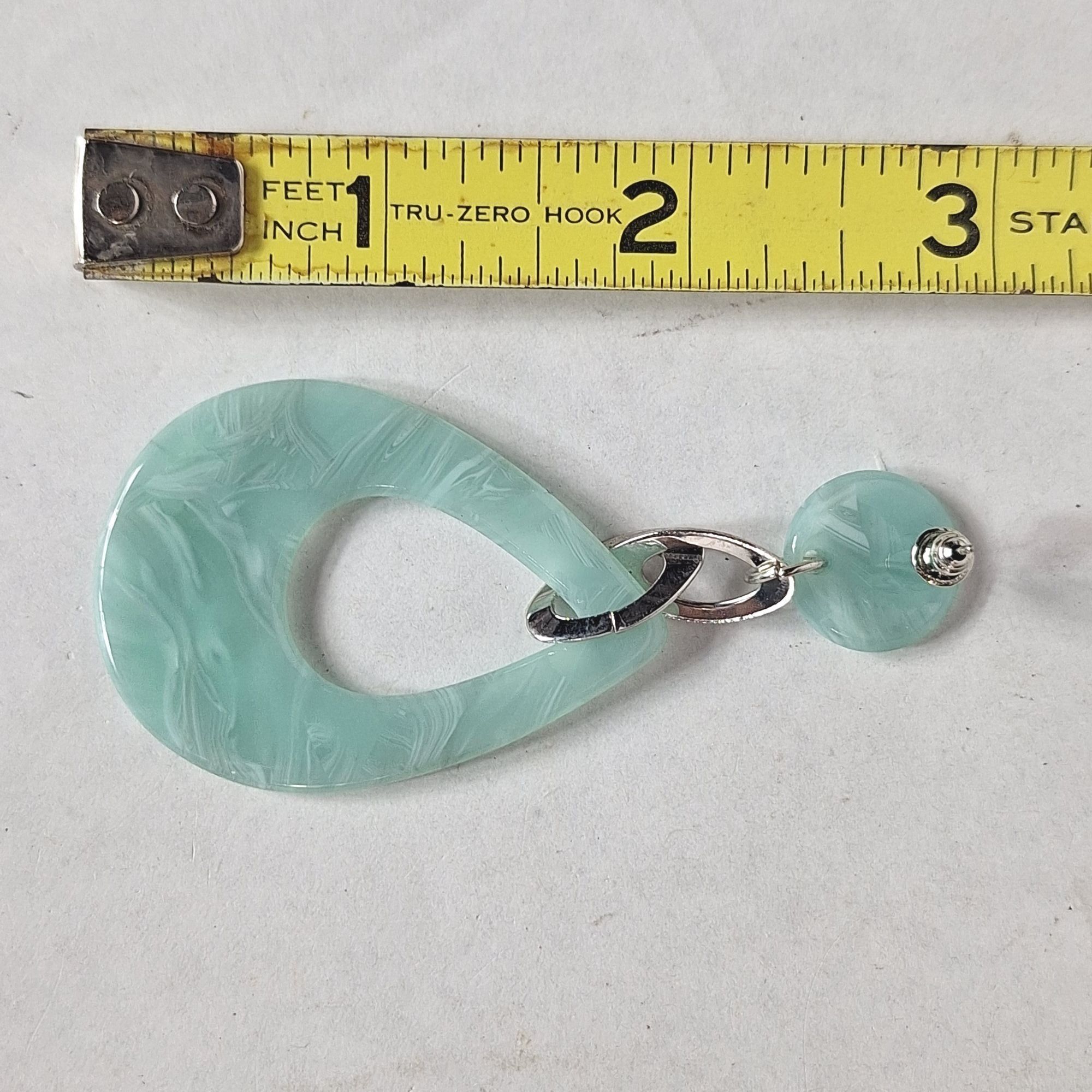 Other Marbled Seafoam Green Resin Teardrop Earrings Boho Ocean Bea Size ONE SIZE - 3 Thumbnail