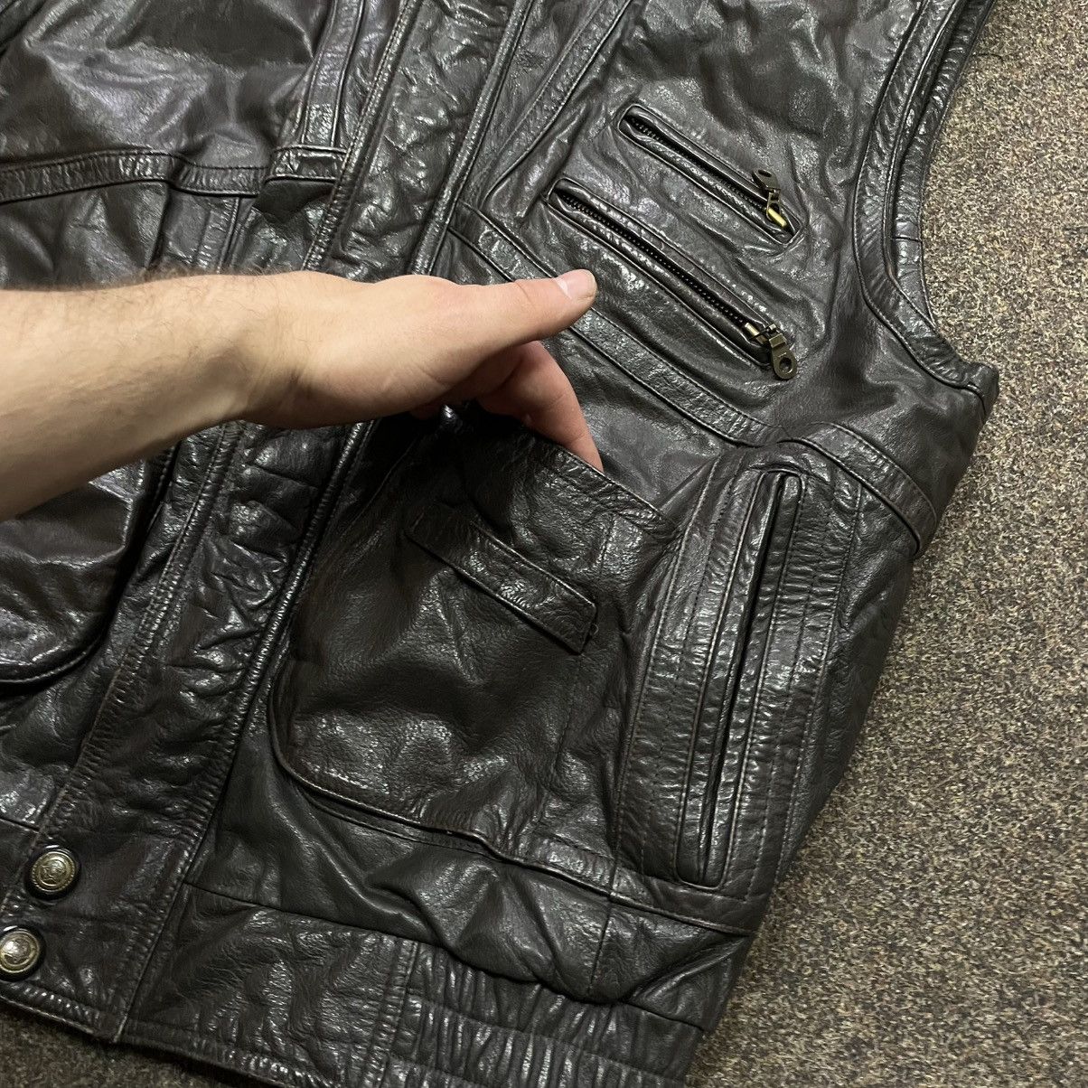 Vintage Vintage Y2K Black Leather Quilted Vest Oversized Streetwear Size US XL / EU 56 / 4 - 3 Thumbnail