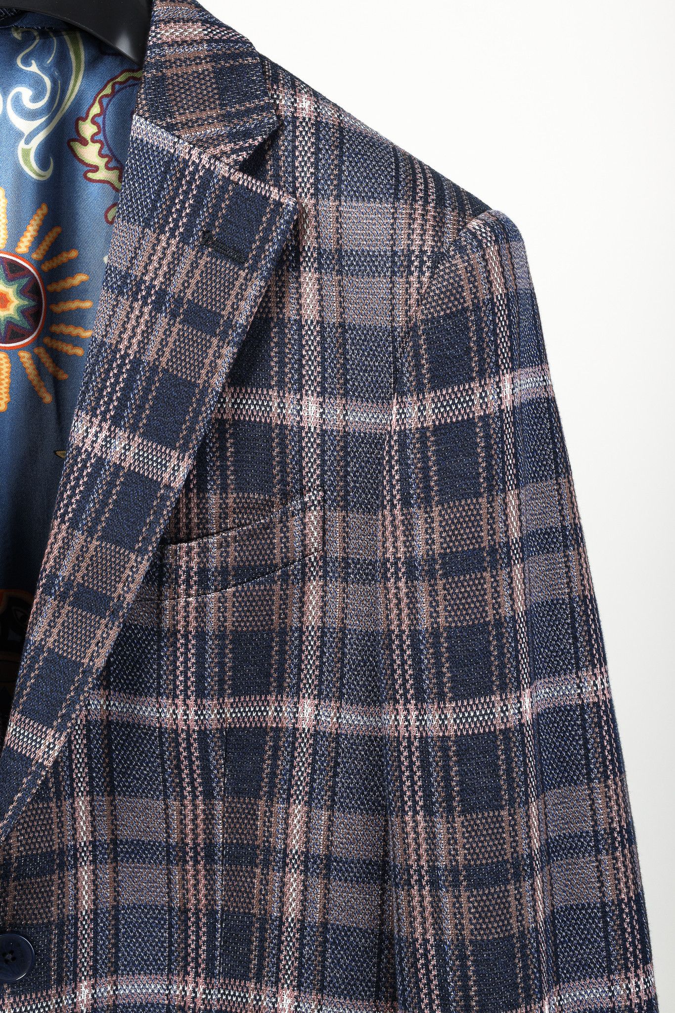 Etro Etro Navy Pink Tartan Classic Single-Breast Knit Blazer Size 40R - 5 Thumbnail
