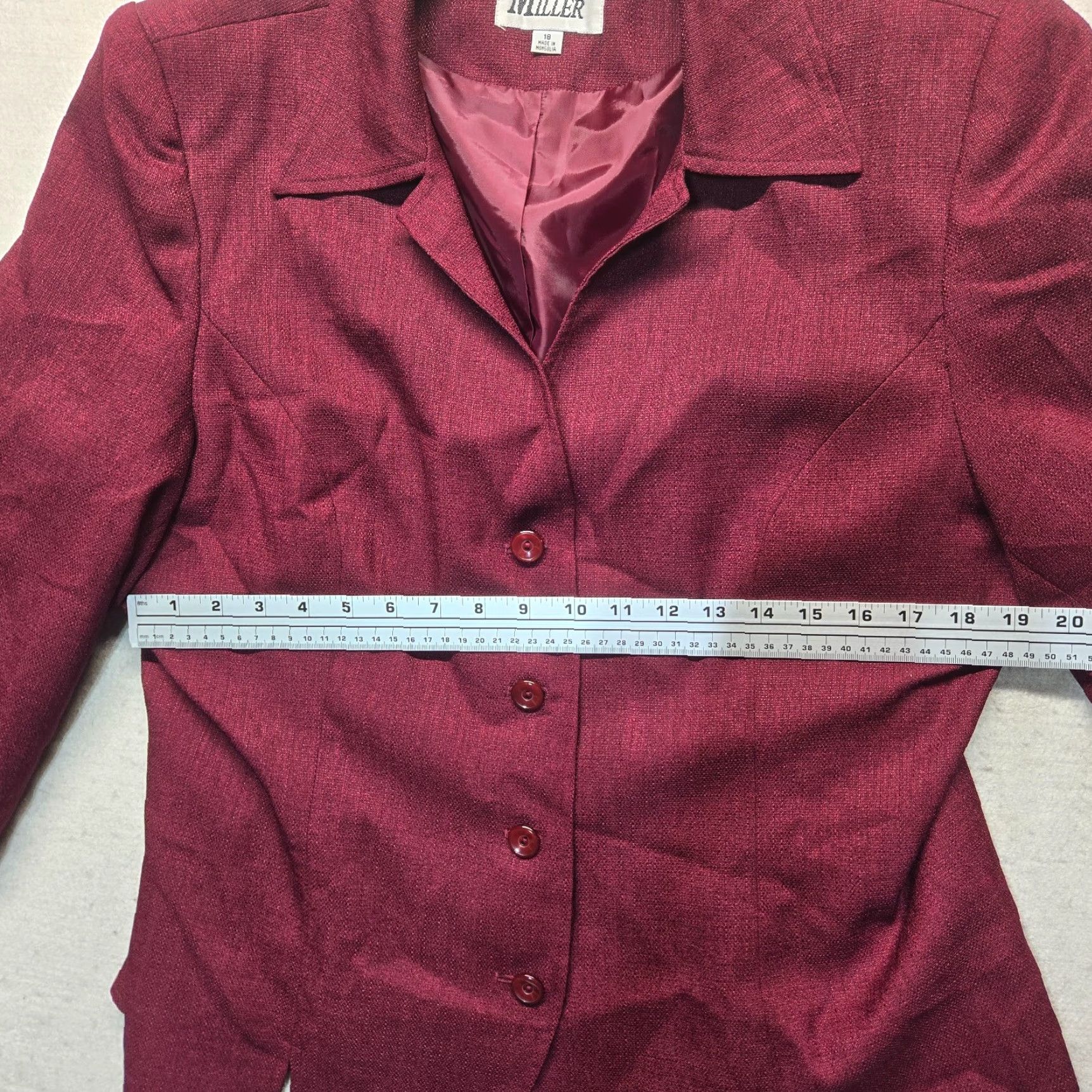 Vintage VINTAGE Morgan Miller Blazer Adult 18 Red Burgandy Tuxedo Buttons Career Business Womens Size XXL / US 16-18 / IT 52-54 - 5 Thumbnail