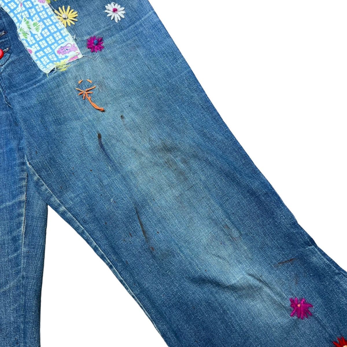 Vintage Vintage 1970s Denim Custom Hippie Bellbottom Flare Jeans Size 31" - 4 Thumbnail