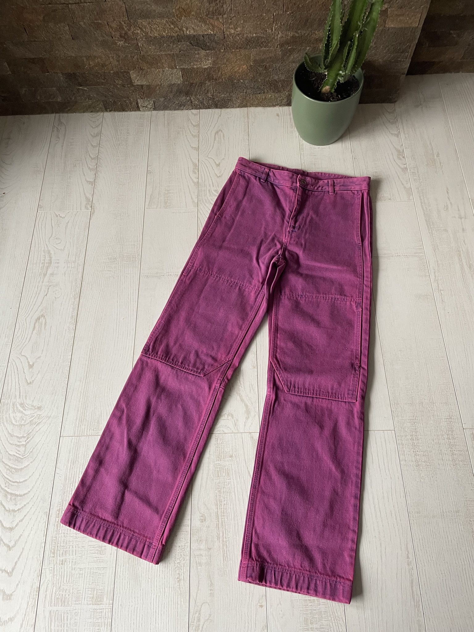 image of Pink Double Knee Carpenter Solid Homme Denim Jeans, Men's (Size 30)