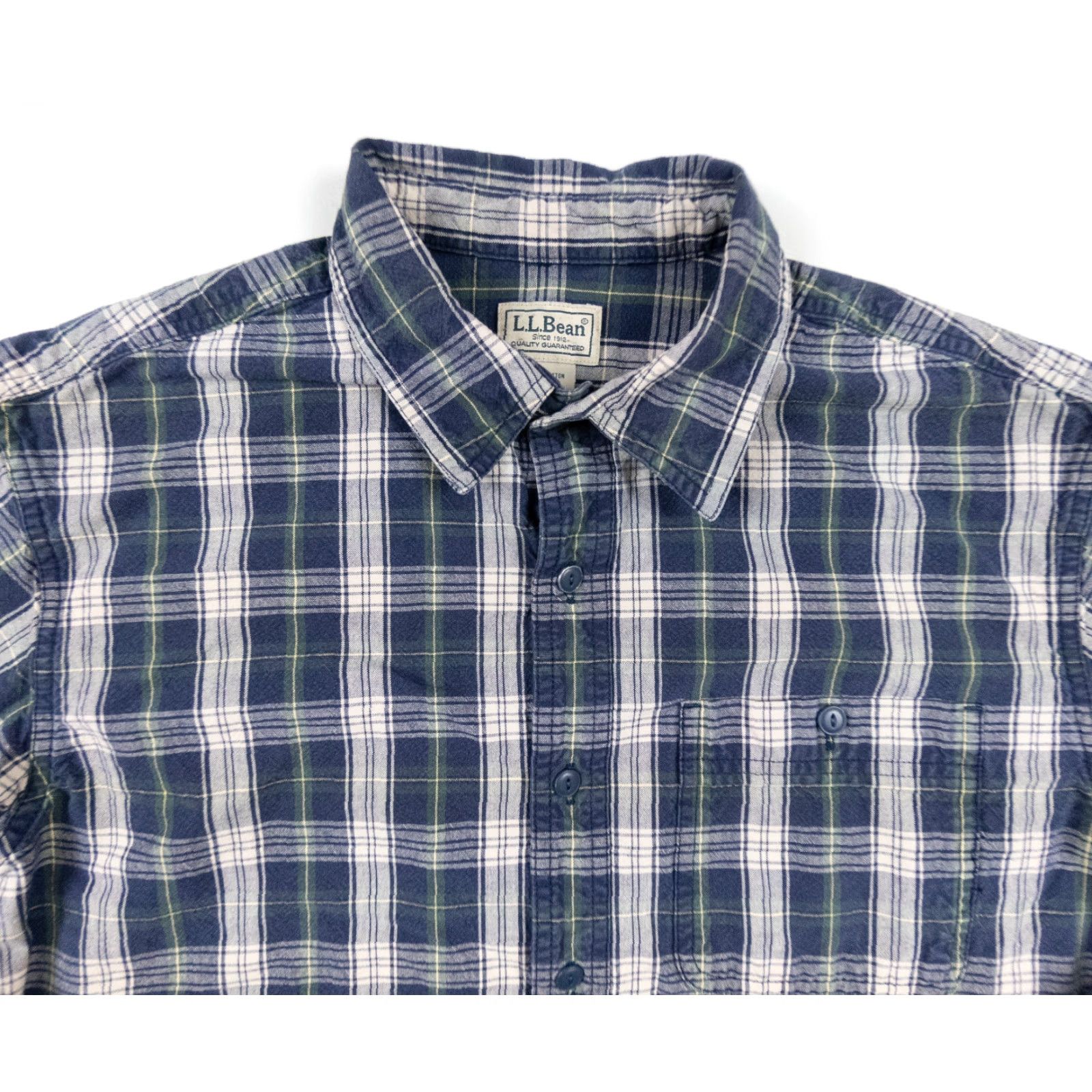 Vintage L.L. Bean Mens Shirt Long Sleeve Button-Up Heavy Cotton Plaid Blue Adult Medium Size M Regular Fit Size US M / EU 48-50 / 2 - 2 Thumbnail