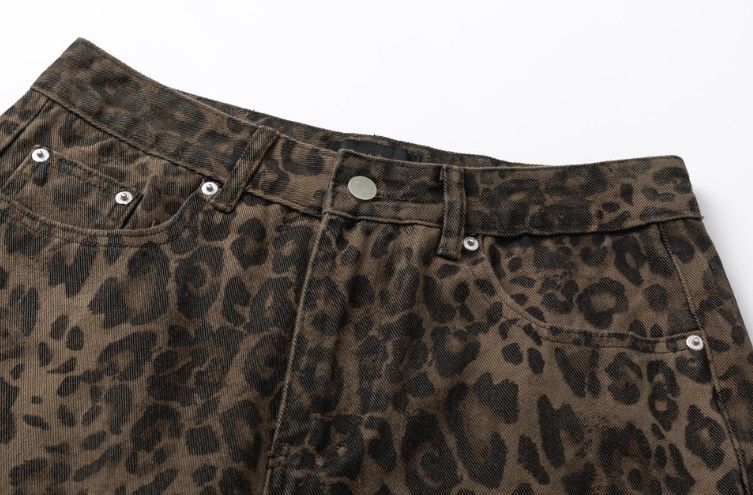 Vintage Men's vintage washed distressed loose wide-leg leopard jeans Size US 32 / EU 48 - 3 Thumbnail