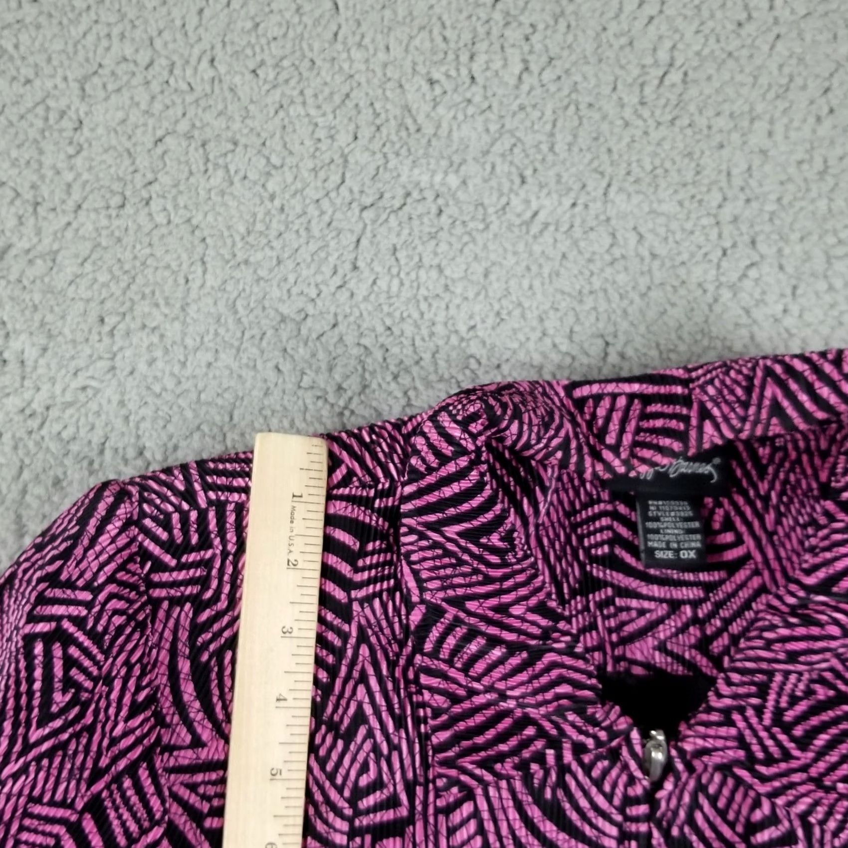 Vintage Maggie Barnes Catherines Jacket Cardigan Geometric Aztec Pink Knit 14-16 Womens Sleeve Long Open Stretch Size XL / US 12-14 / IT 48-50 - 4 Thumbnail