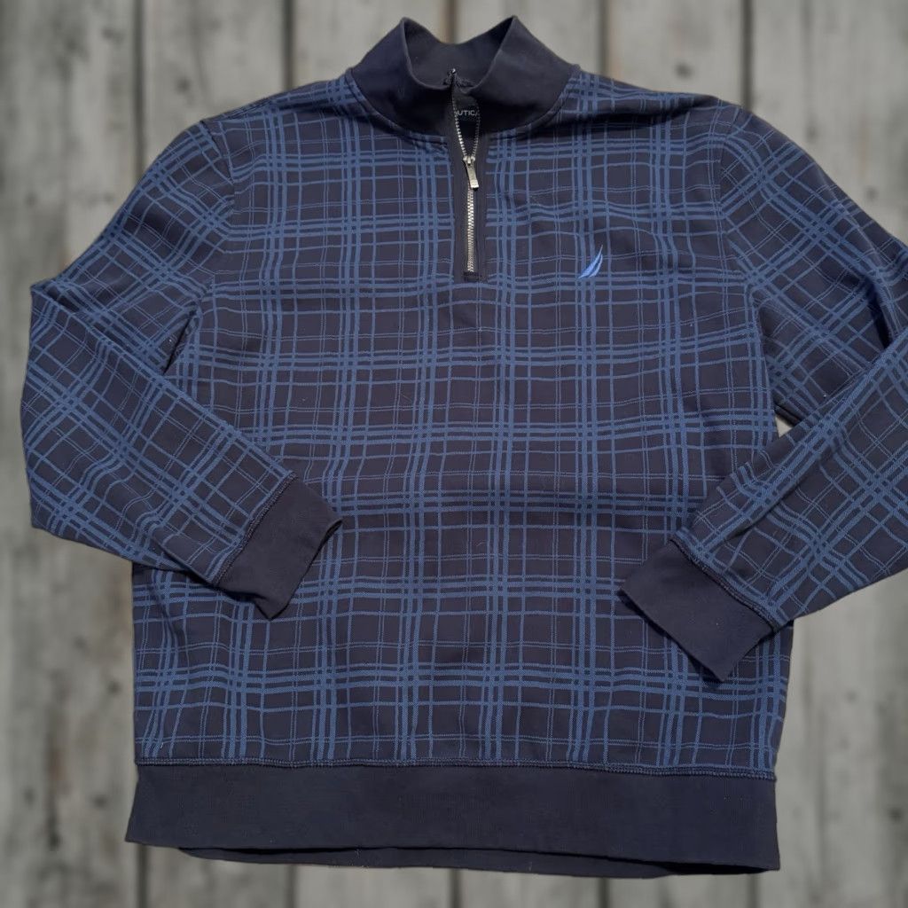 Nautica NAUTICA 1/4 Zip Sweatshirt Mens Sz XXL Blue Plaid Pullover Logo Mock Collar Size US XXL / EU 58 / 5 - 1 Thumbnail