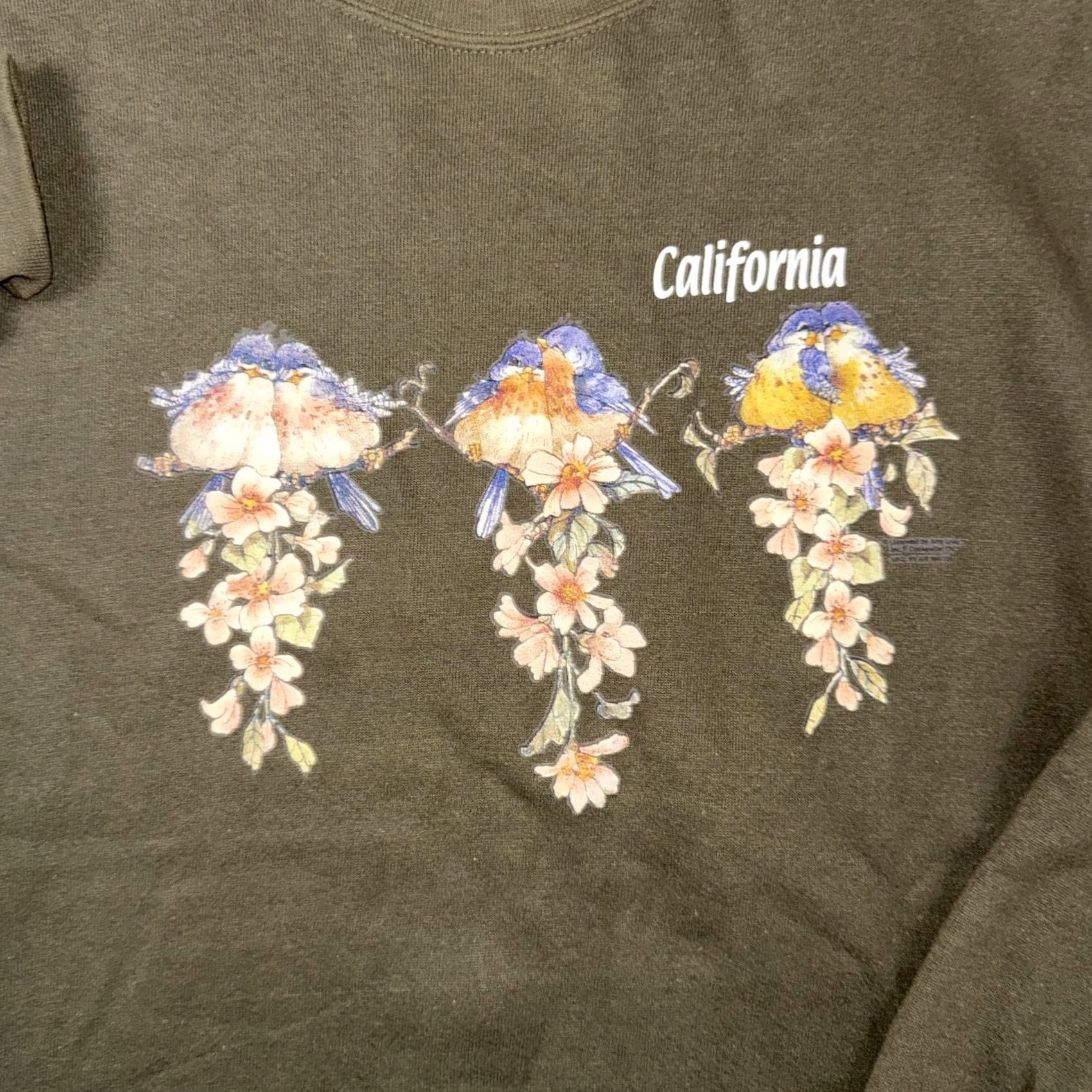 Lee VINTAGE Lee Sweatshirt Mens Large Green California Birds Flowers Heavyweight Size US L / EU 52-54 / 3 - 4 Thumbnail