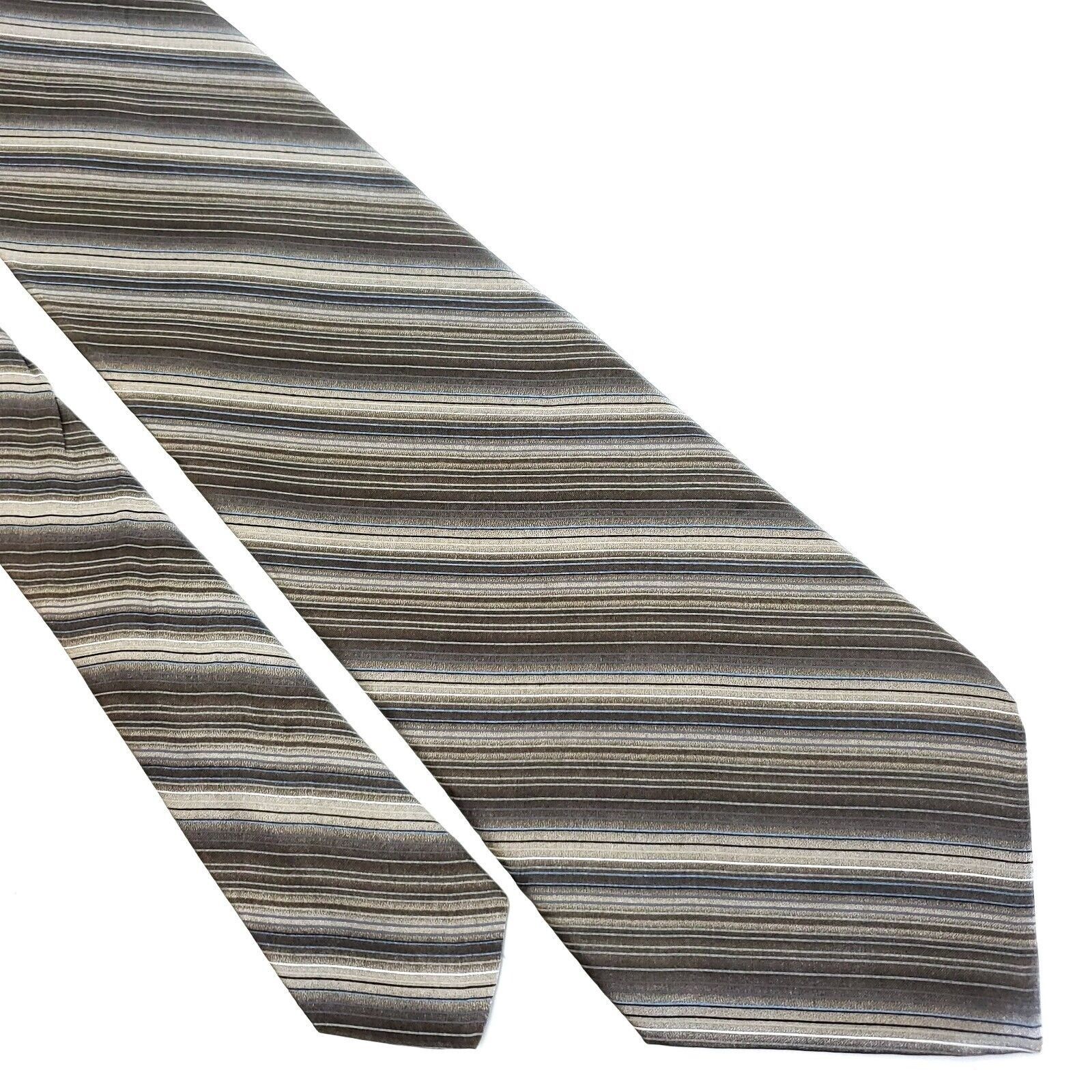 Arrow Arrow Beige Gray Brown Print Striped Wide Silk Tie Size ONE SIZE - 1 Thumbnail