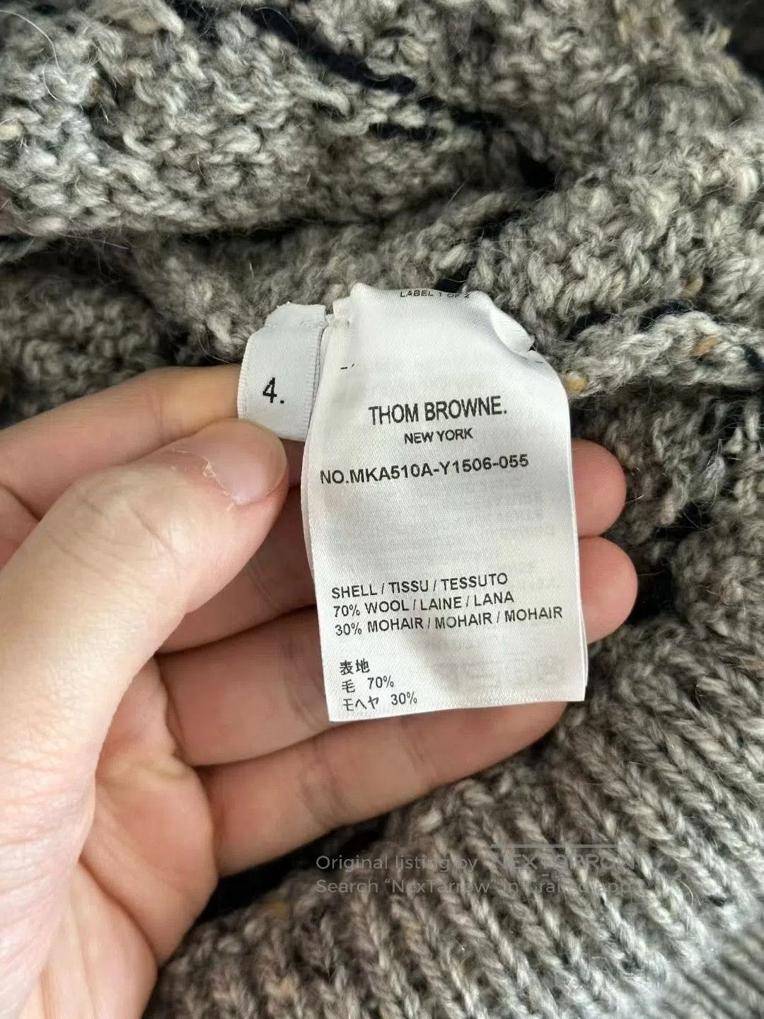 Thom Browne Thom Browne Gray Woven Wool Sweater. Size US XL / EU 56 / 4 - 3 Thumbnail