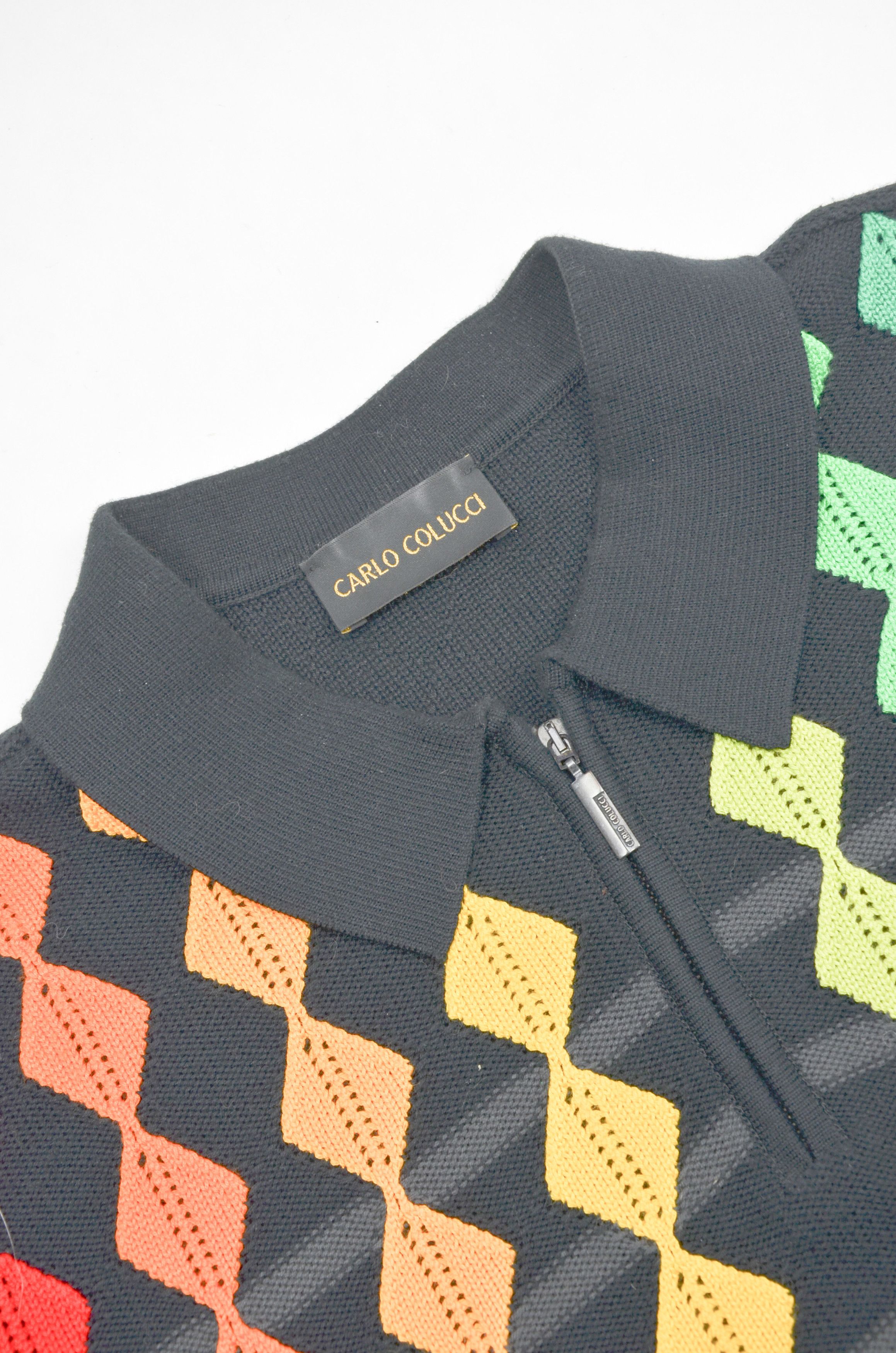 Carlo Colucci Carlo Colucci Black Knit Sweater Rainbow Pattern 48 Size US M / EU 48-50 / 2 - 5 Thumbnail