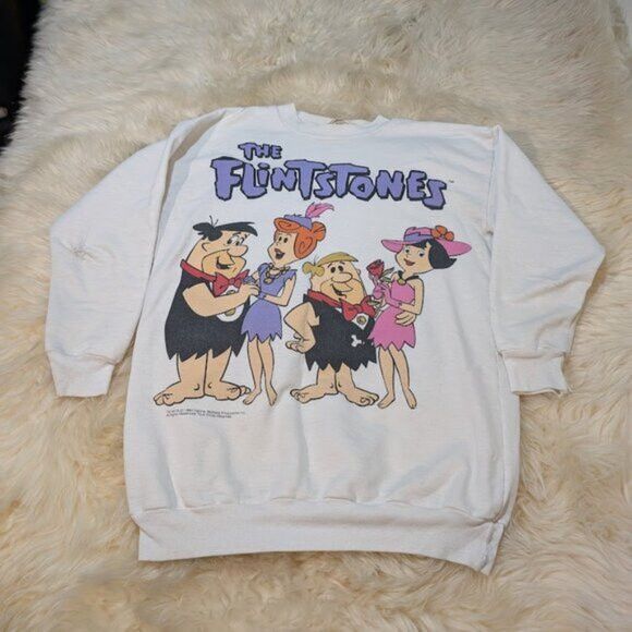 Vtg 1994 The Flintstones Graphic Sweater Size Medium